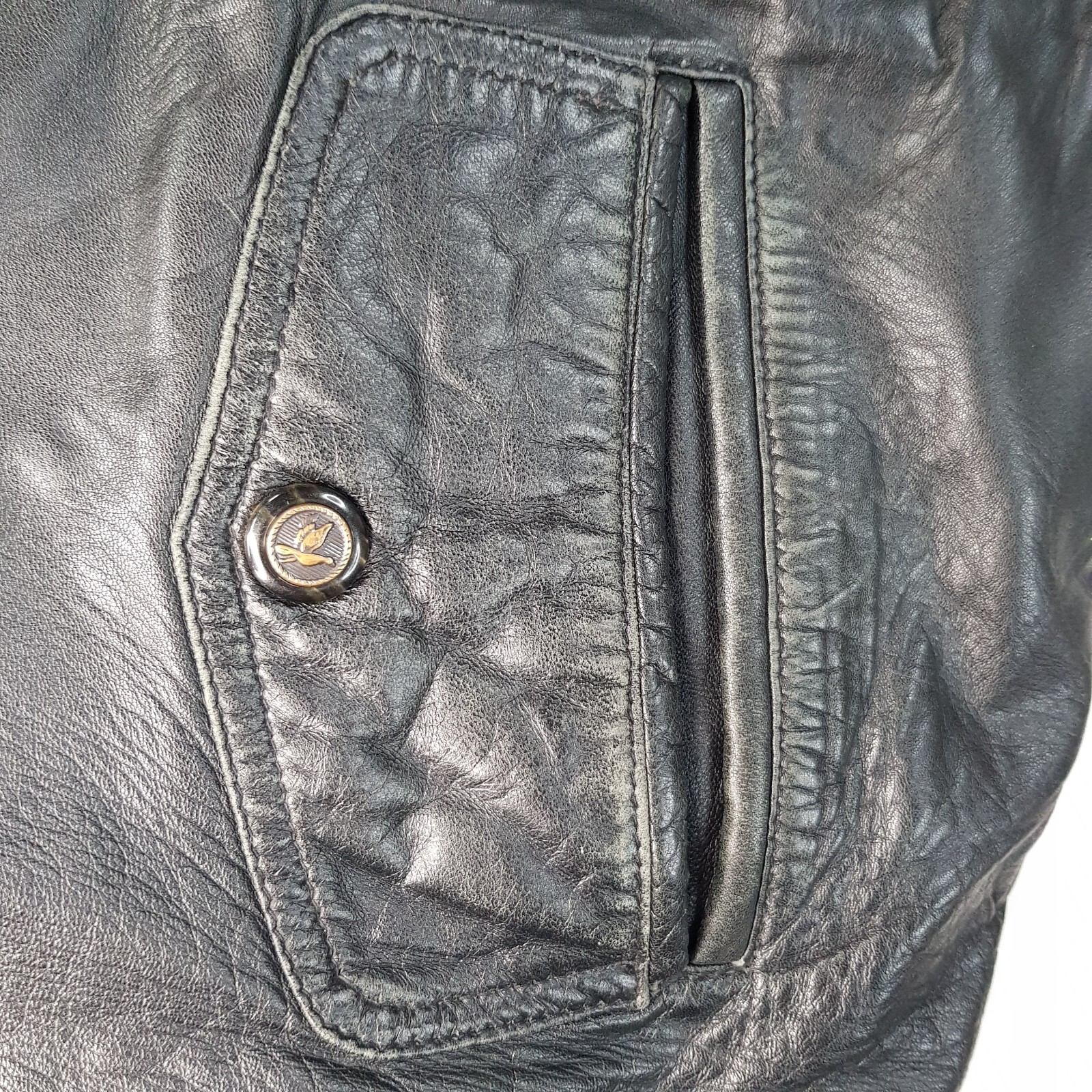 STYLE INTERNATIONAL SIZE XL MENS BLACK GENUINE LEATHER PARKA JACKET BIKER COAT