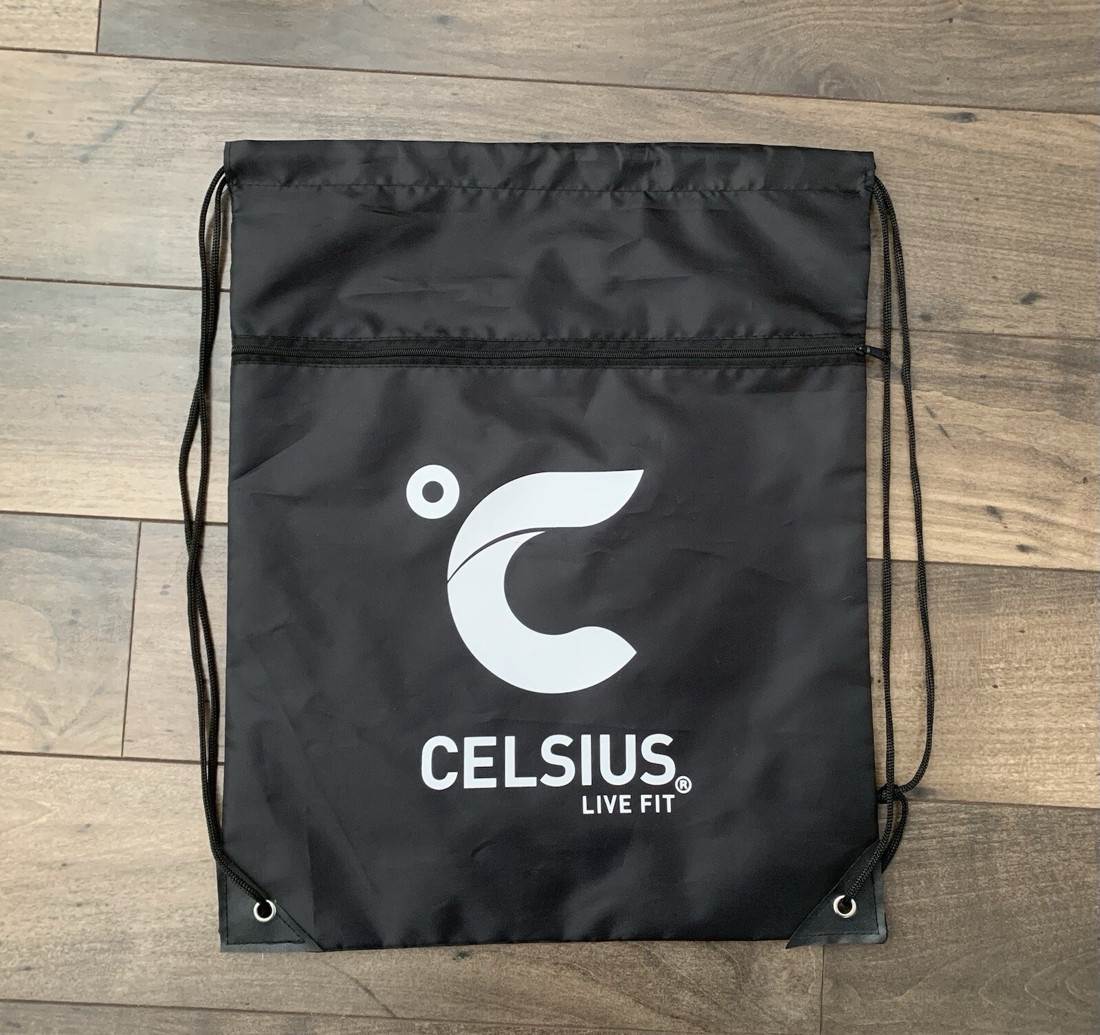 Celsius Live Fit Energy Drink Black Drawstring Bag NWOT