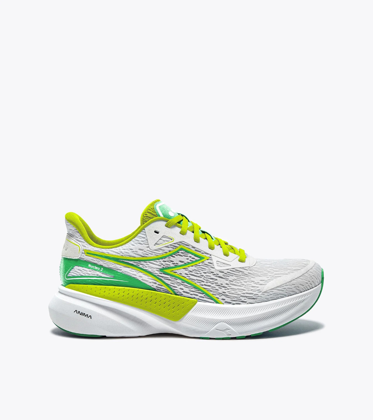 Women’s Diadora Nucleo 2, White/Lime, 6 B Medium US