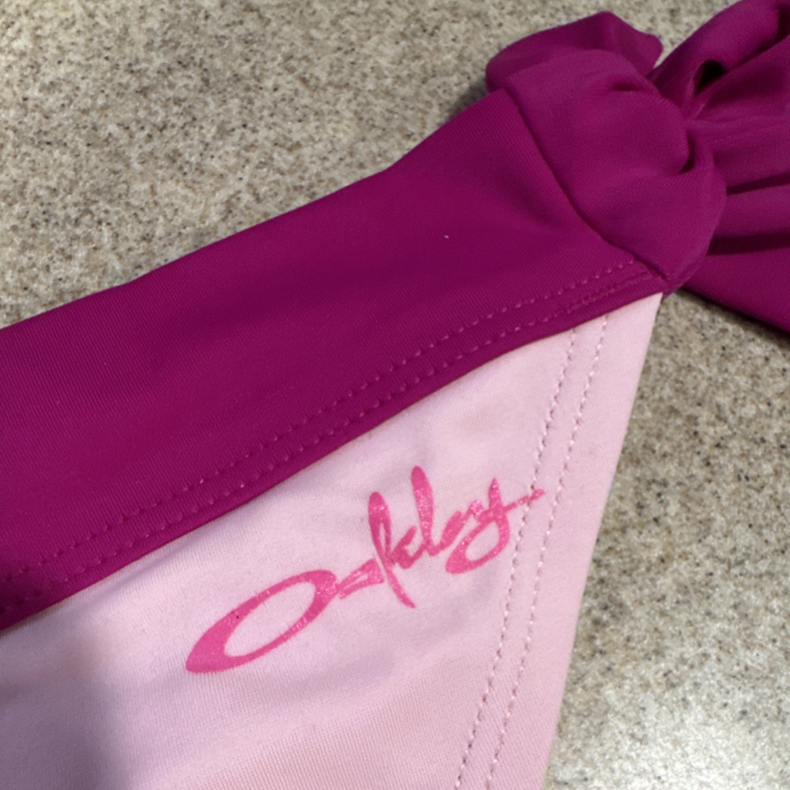 Oakley Women’s Bikini Bottom Solid Pink Purple Side Tie Stretch Lined M