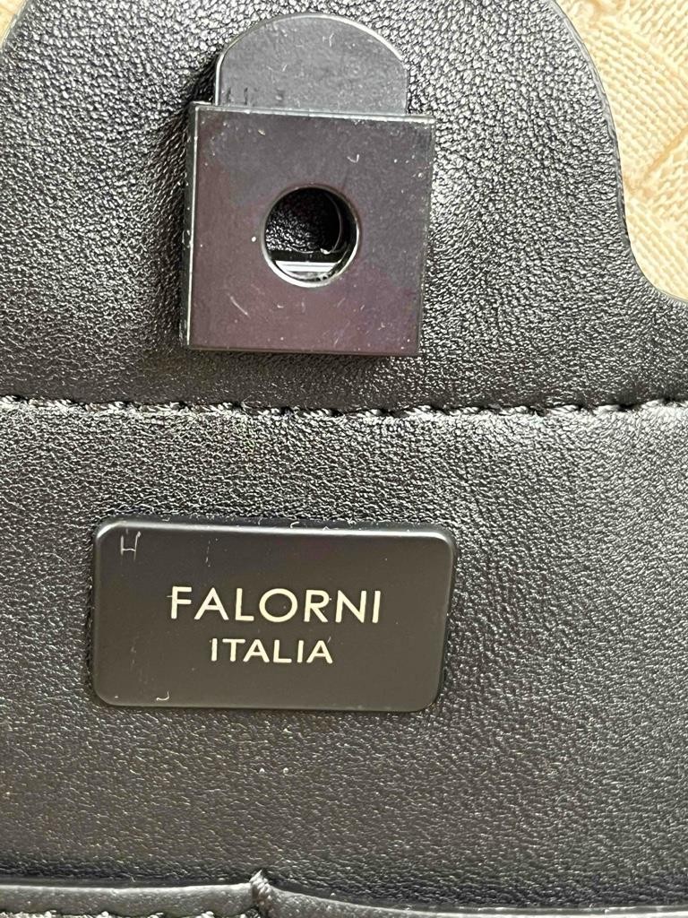 NWT FALORNI ITALIA LE BORSE Naturale/ Nero Hand Woven Canvas Tote Bag F3034