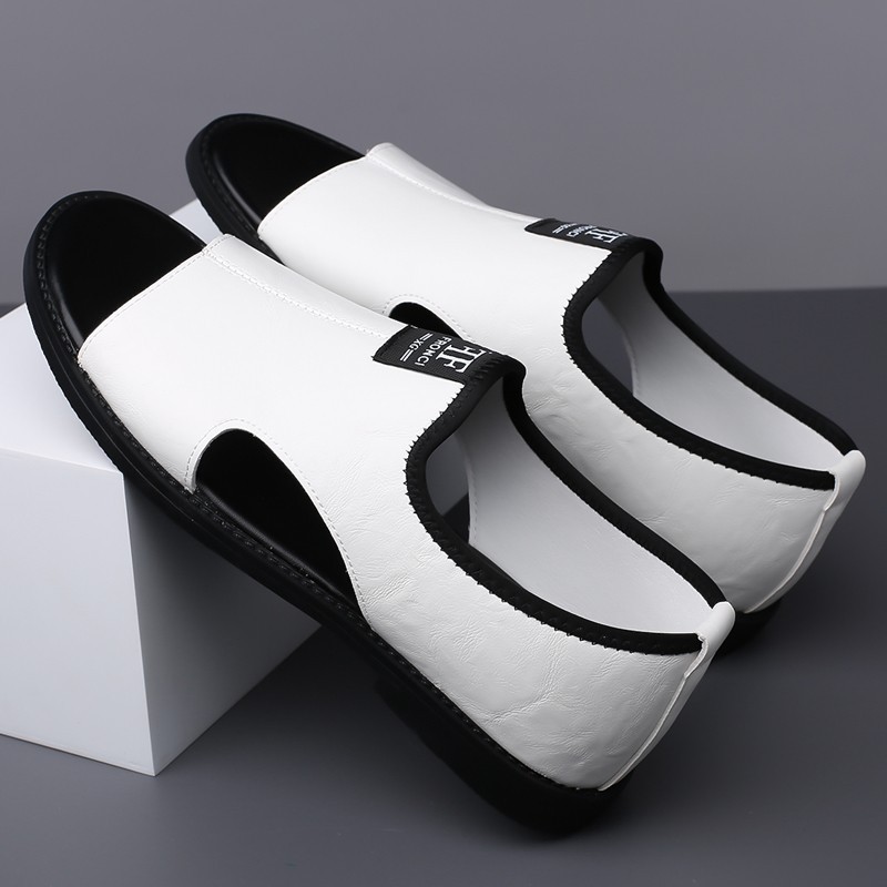 Men’s Open Toe Slip-On Sandals, PU Leather, Comfort Casual Summer Slide Shoes