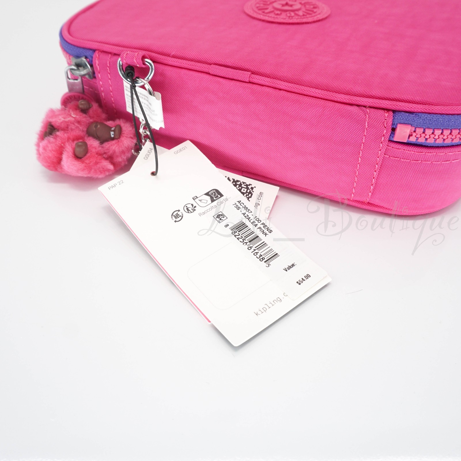Kipling 100 Pens Case Pencil Accessory Box Polyamide AC3657 Azalea Pink NWT $54
