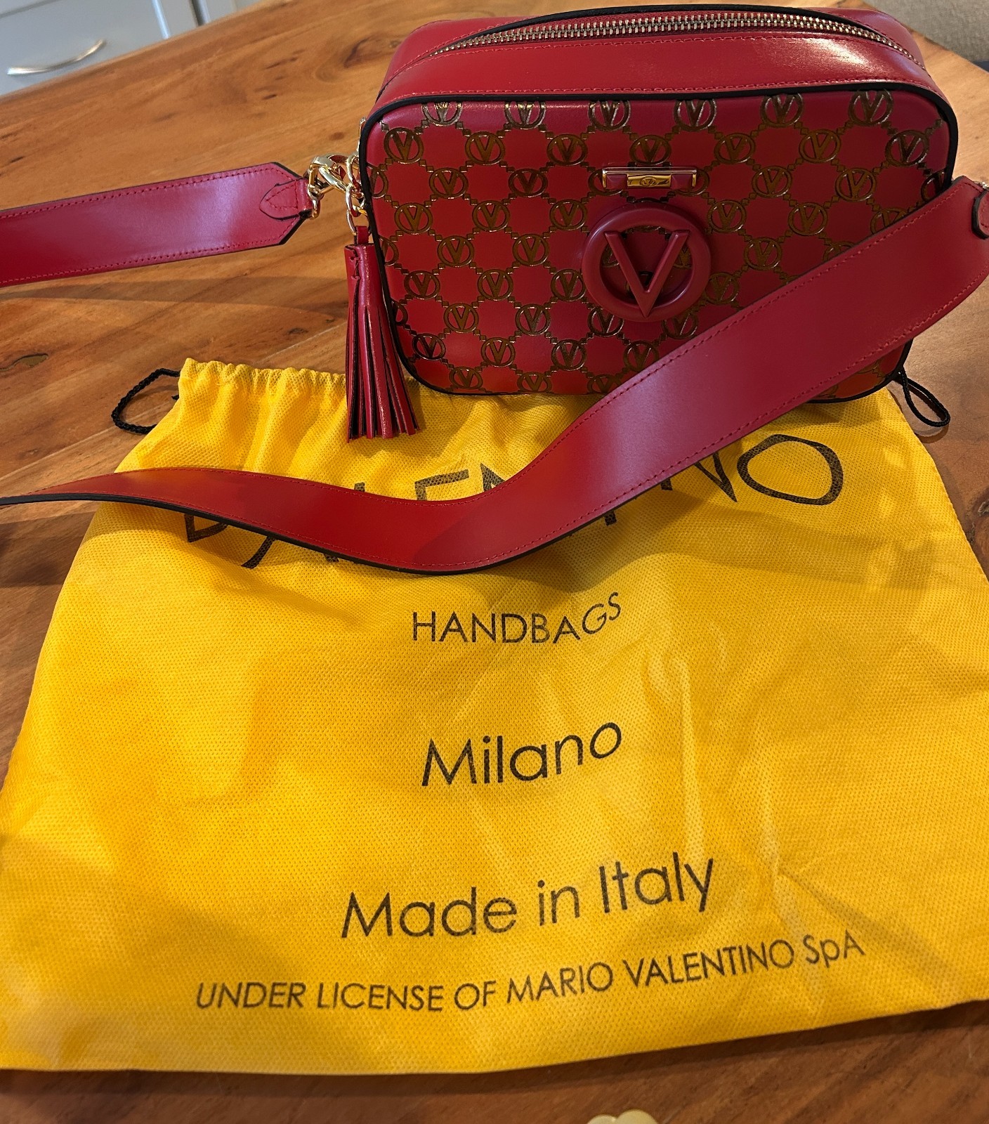 Valentino Babette Monogram Crossbody Bag Red/Dark Magenta Brand New