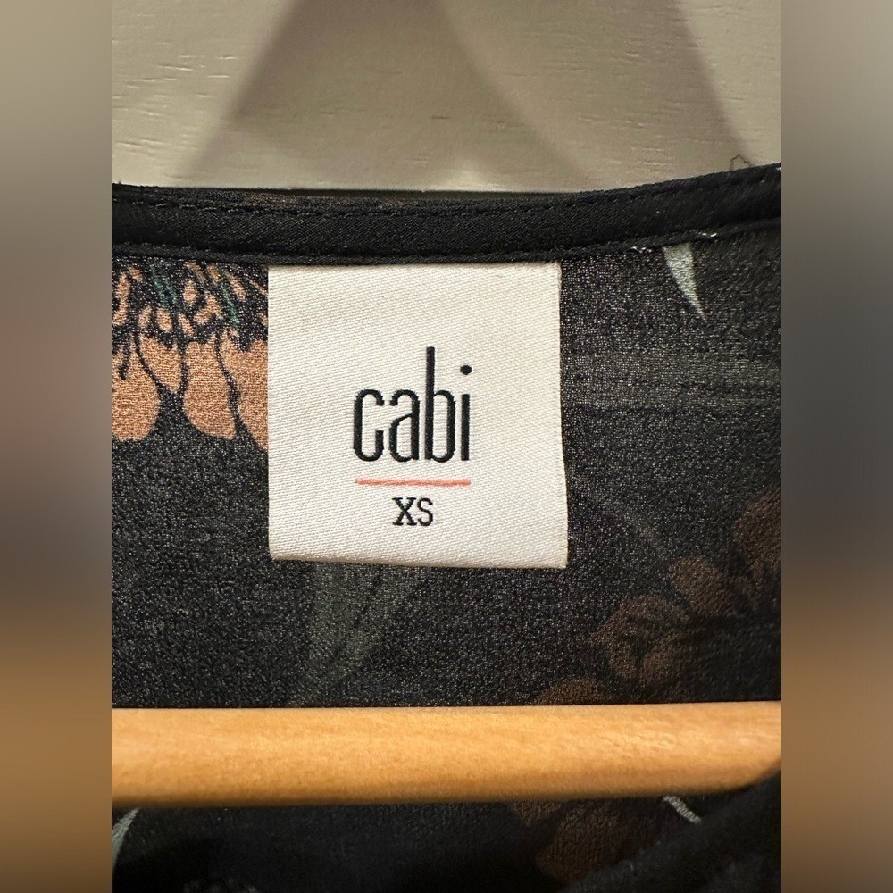 CAbi Chic Black Floral Sheer Blouse- size XS