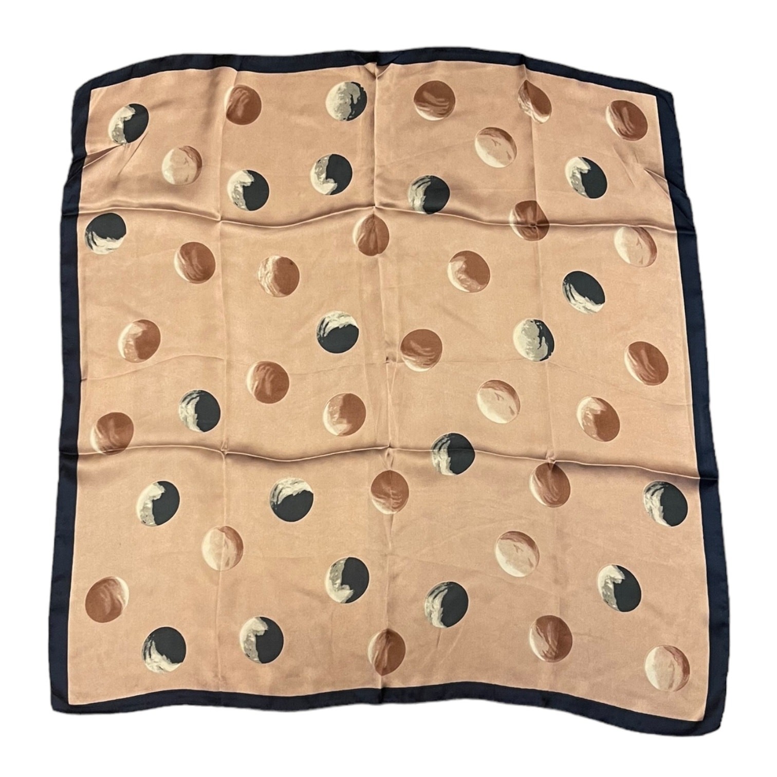 Navy Blue & Pink Silky Soft Polka Dot Square Scarf NIP