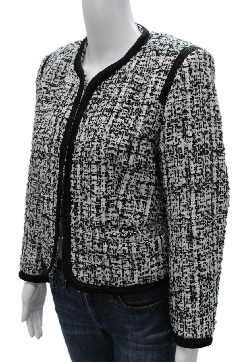 Sandro Womens Basic Jacket Black Polyester Abstract Hook & Loop Size 36