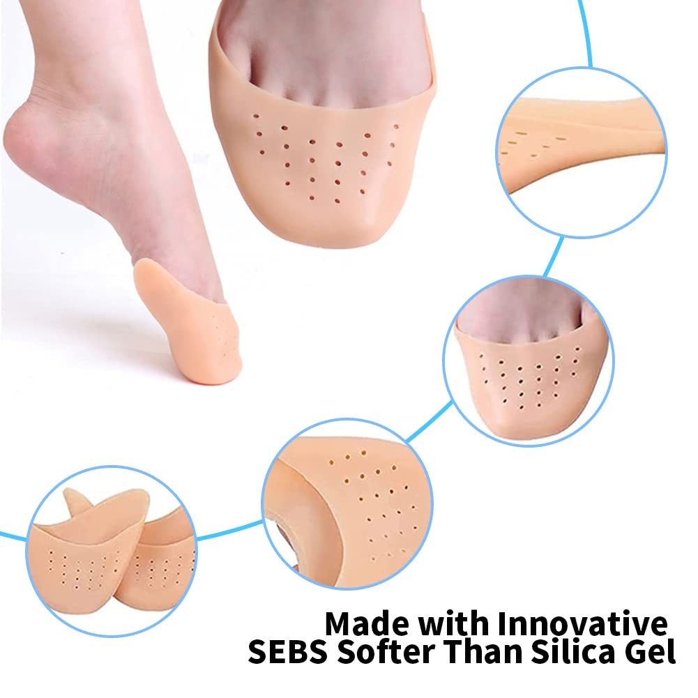 4-Pair Soft Gel Toe Pads for Pointe Shoes, Breathable Ballet Dance Protection…