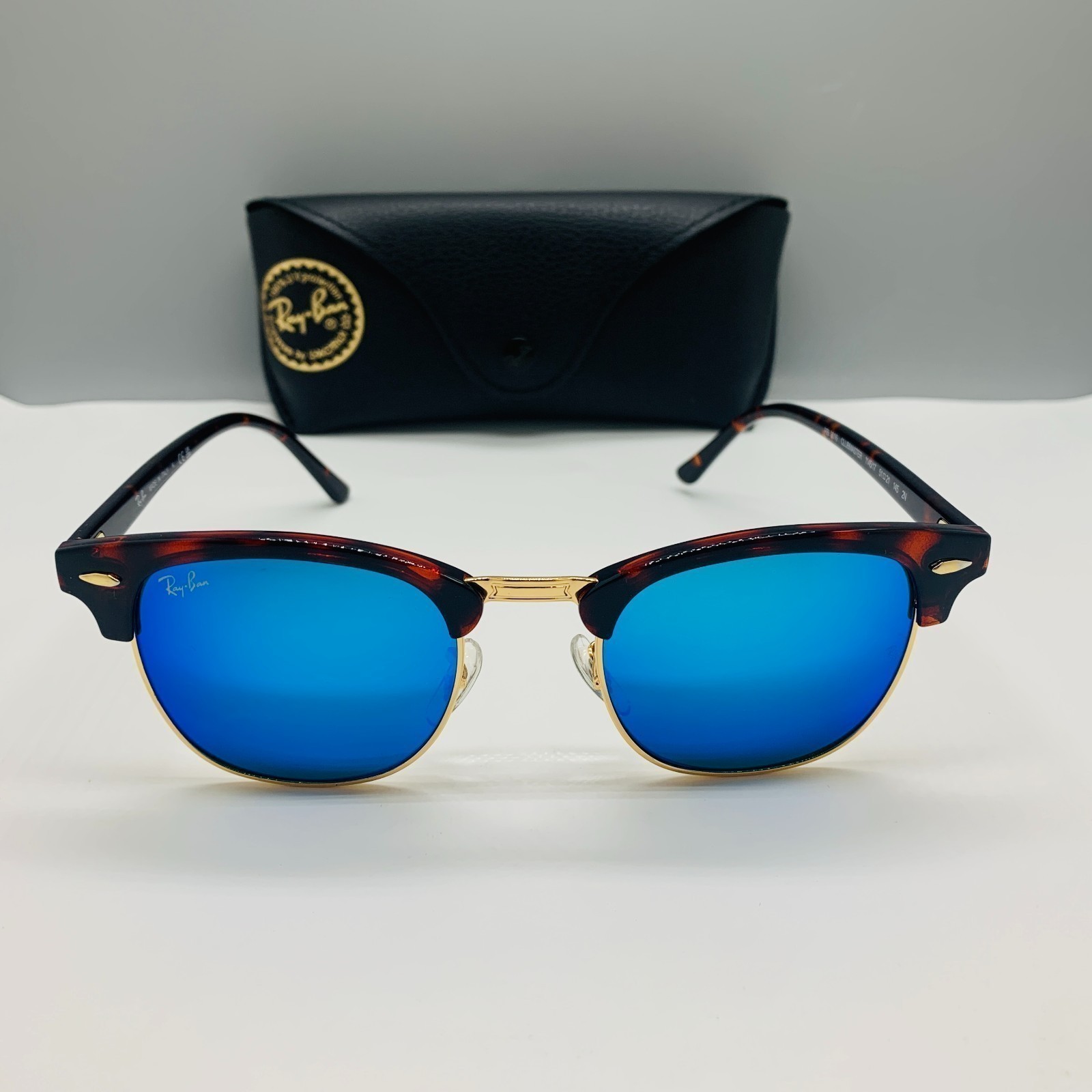 New! Ray-Ban RB3016 Sunglasses Dark Blue Lens, Tortoise Frame Clubmasters