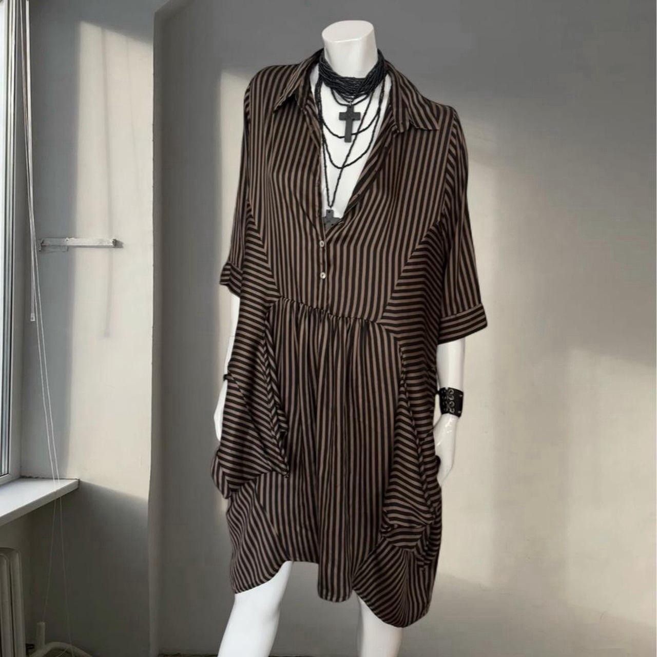 Alembika avant garde striped shirt dress