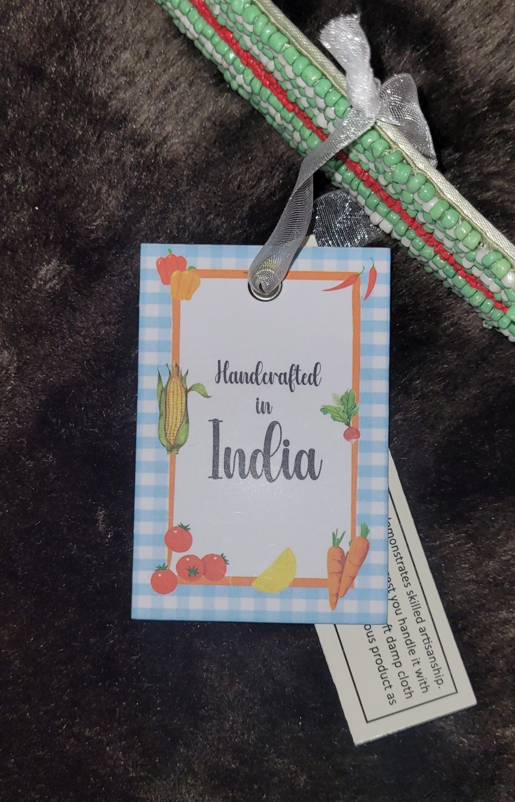 Handmade In India Beaded Chili Pepper Shoulder Bag w/ Charm