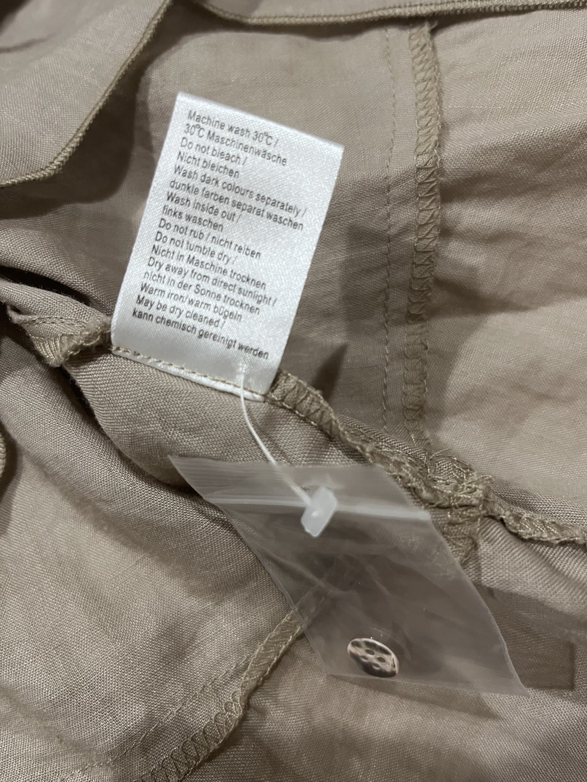 NWT Wrap Women’s Boho Peasant Blouse 100% Ramie Taupe Metallic Embroidery UK 12
