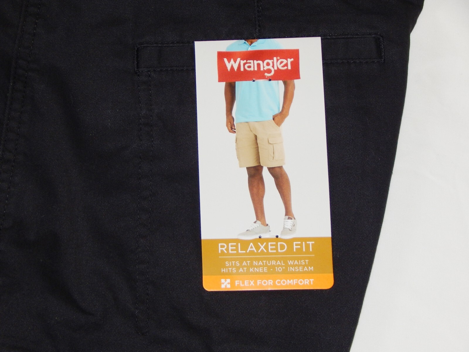 Men’s Wrangler Black Cargo Shorts w/ Stretch Relaxed Fit Tech Pocket ALL SIZES