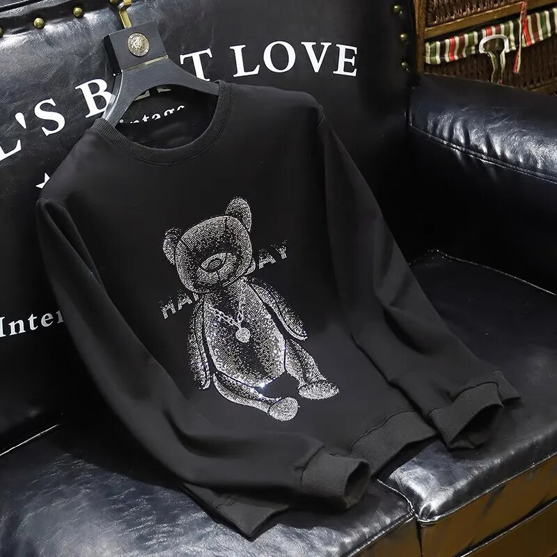 New Men Luxury Diamond Bear Rhinestones Fashion Black High Quality 4 Colors