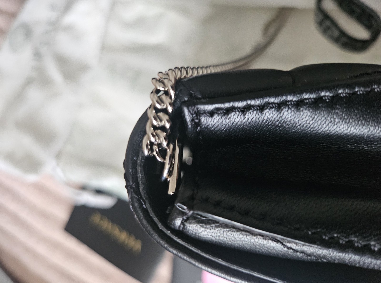 Versace Nappa Quilted Virtus V Crossbody Bag Black Leather Gold Hardware