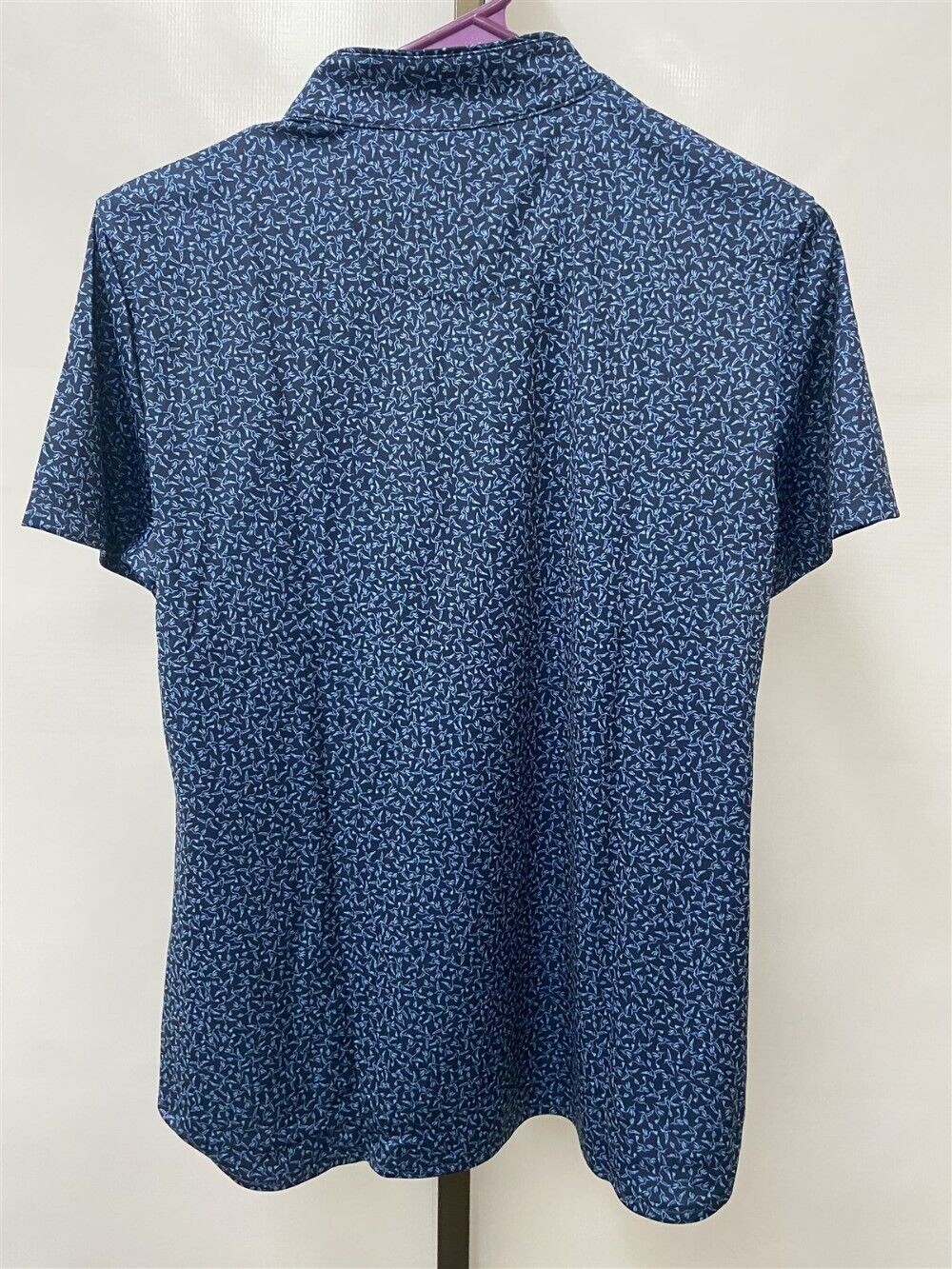 Greg Norman Navy Hummingbird Printed Tulip Short Sleeve Golf Polo Choose Size