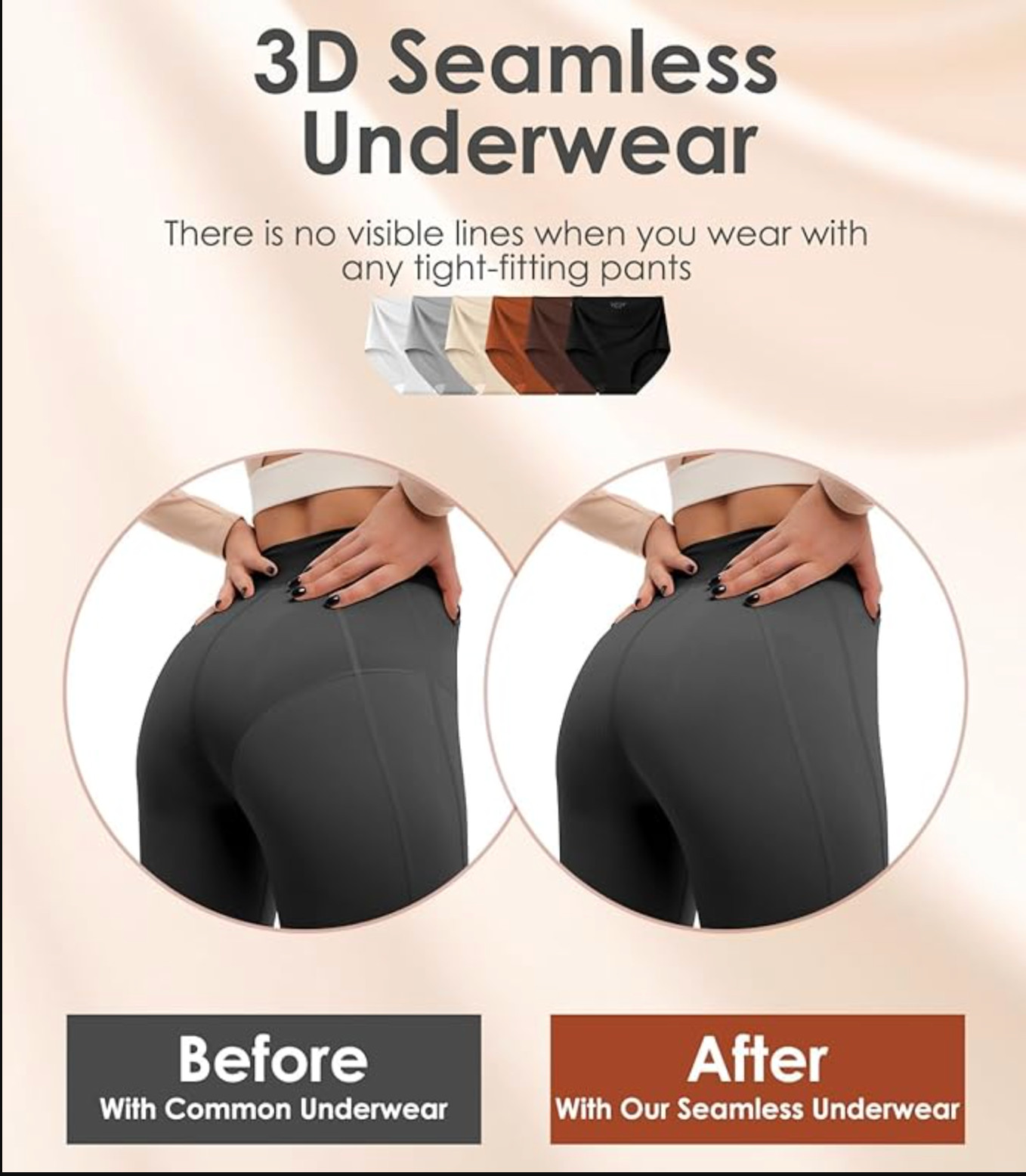 Seamless Womens High Waisted Underwear No Show Briefs Stretch Panties 6Pk