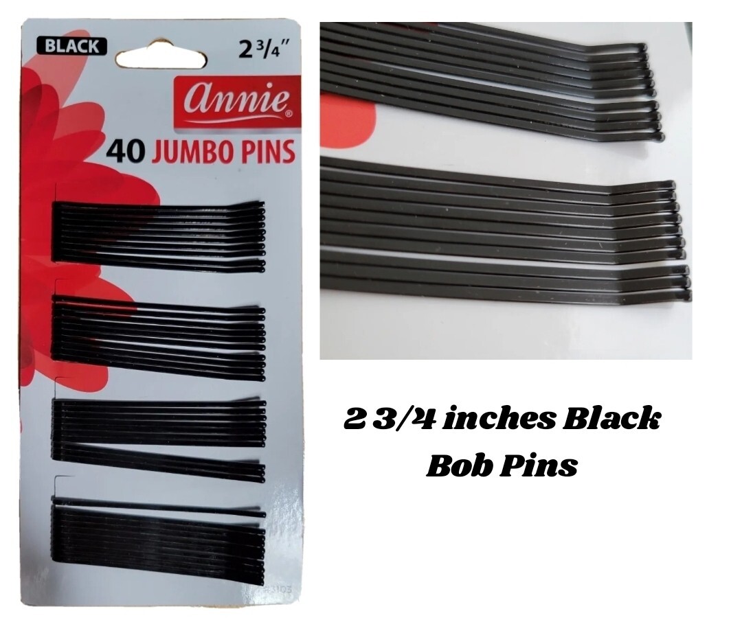 Annie 2 3/4” Bobby Pins Black Hair jumbo Pins Bob Pins 40 Pack