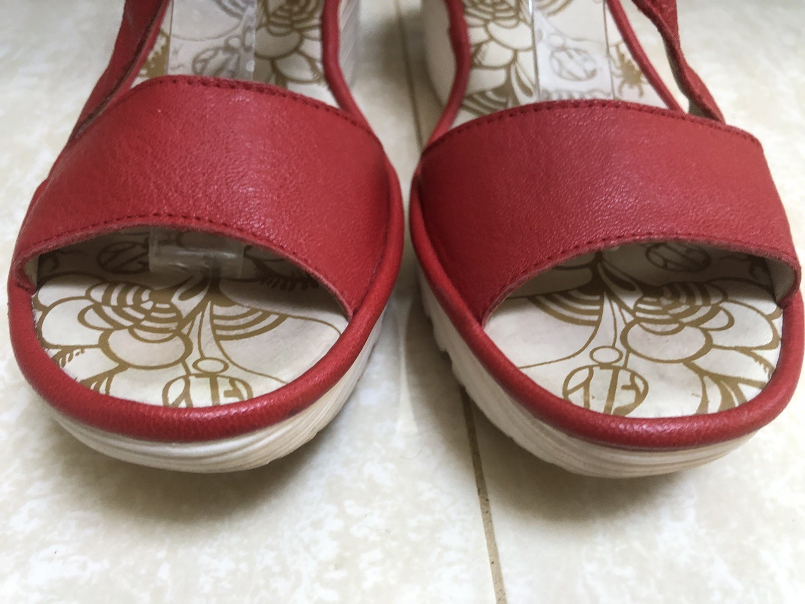 Fly London Yesk Ankle Wrap Sandals EU 40 US 9/9.5 Red Leather Women’s EUC‼️