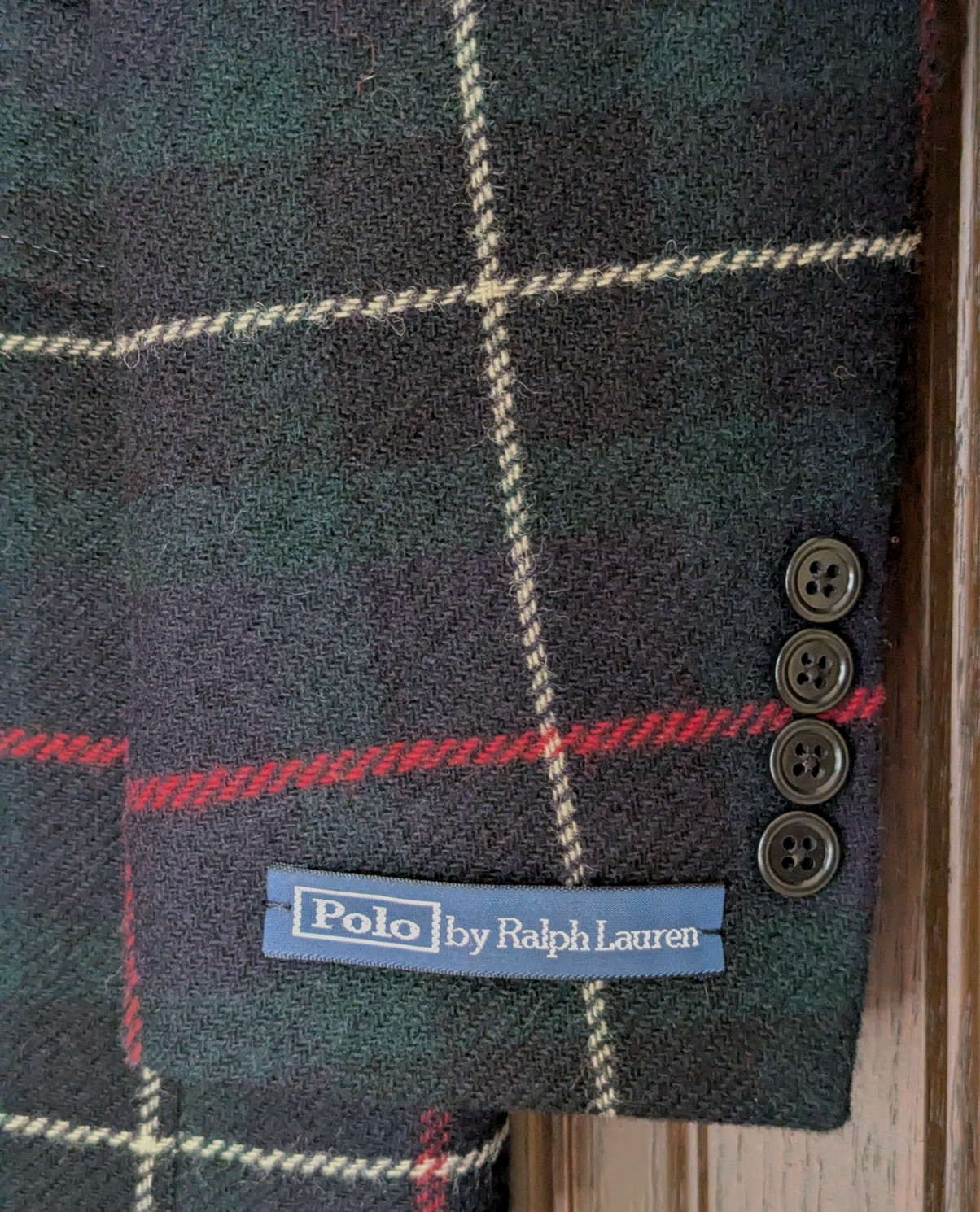 POLO Ralph Lauren Tailored Plaid Wool Suit, Velvet Collar, Size 38 R NWOT Italy