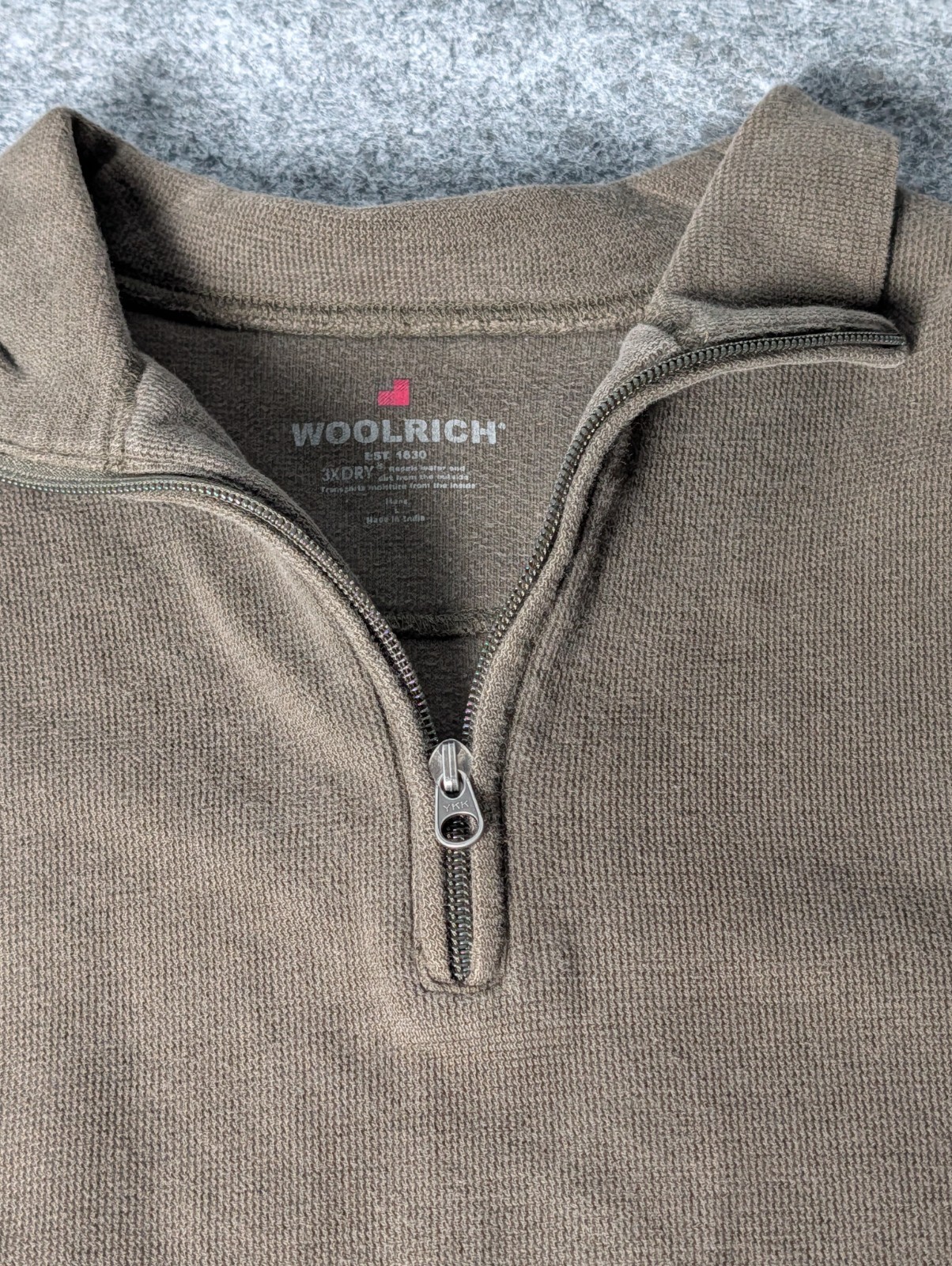 Woolrich 3X Dry Brown Textured Men’s Large Pullover Zip Close Long Sleeve Shirt