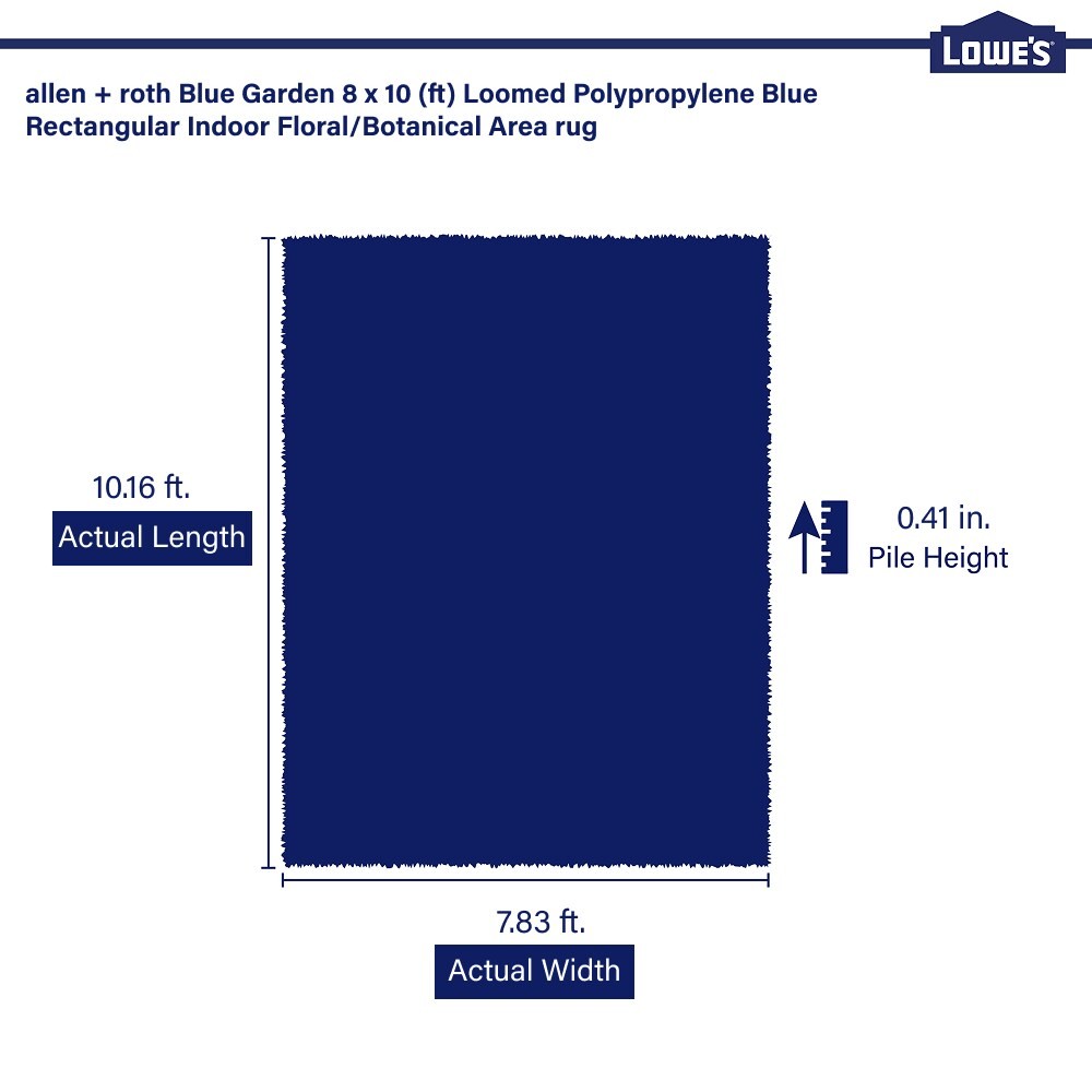 allen + roth Blue Garden 8 x 10 (ft) Loomed Polypropylene Blue Rectangular|16931