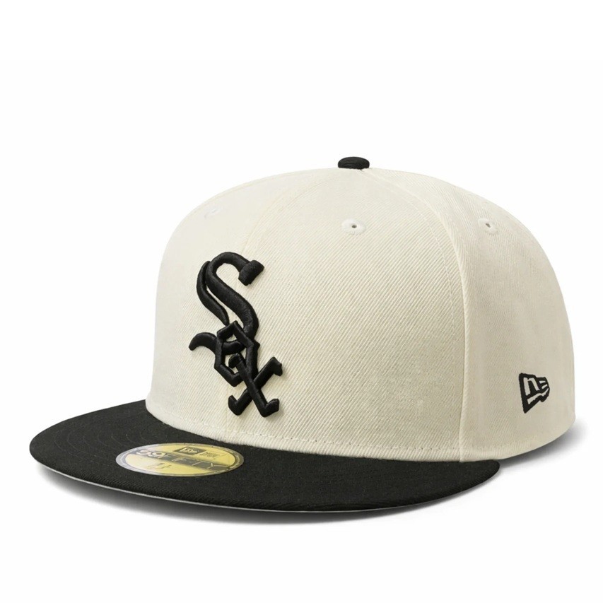 New Era 59Fifty Basic Chrome/Black Chicago White Sox Gray UV – NWT – 7 3/4