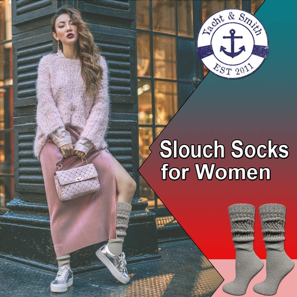 6 Pack Yacht & Smith EXTRA THICK Slouch Socks for Women