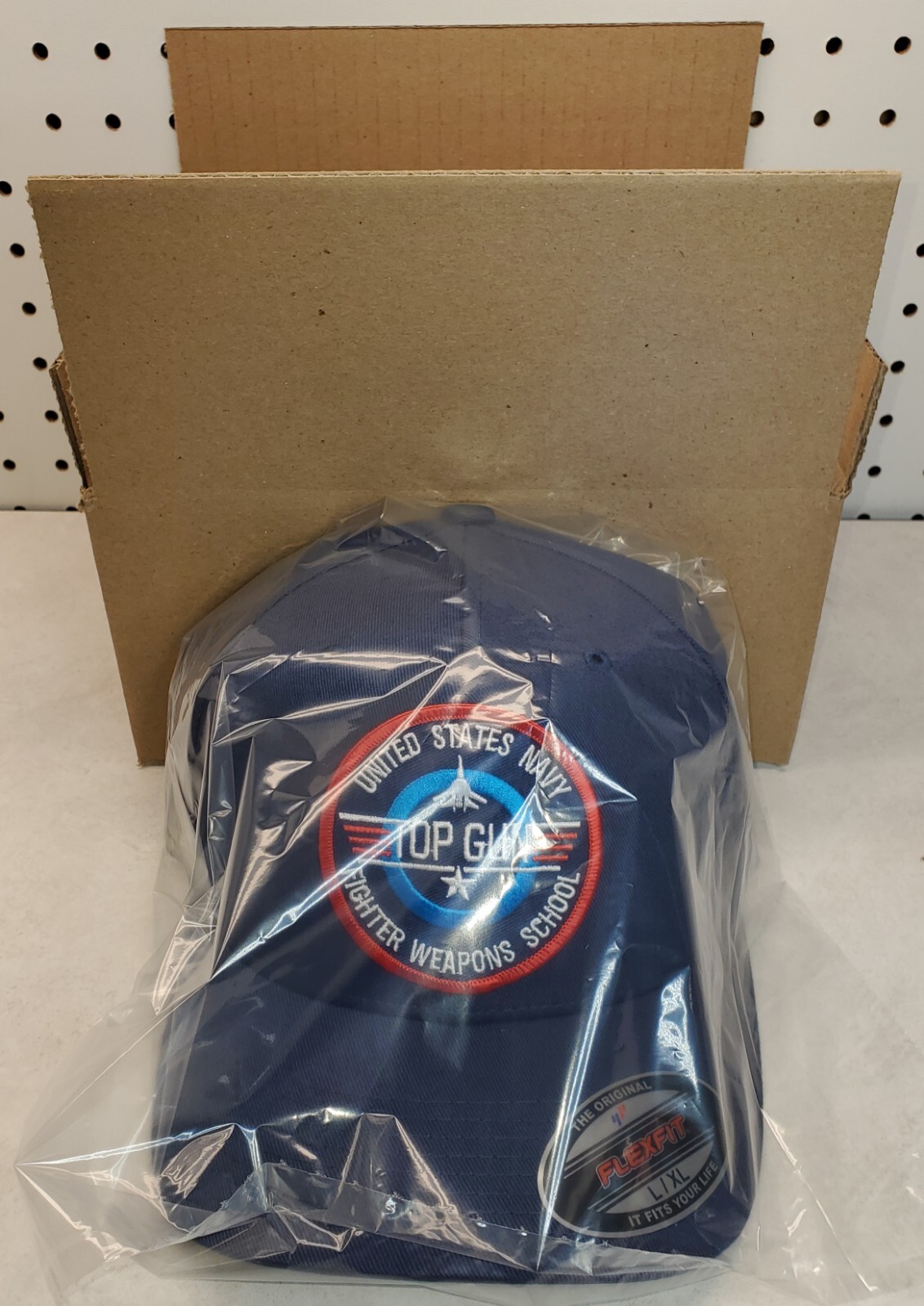 Top Gun Patch on Flexfit Style 6277 Hat / Navy Blue – L/XL 7 1/8″ – 7 5/8″