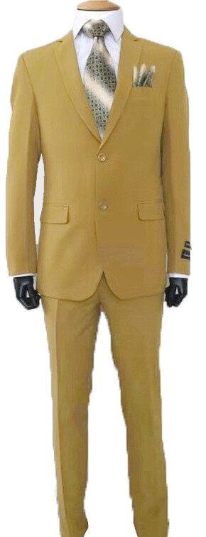 Men’s Two Button Slim Fit Suit Flat Front Pants Design By Fortino Landi 702Ps