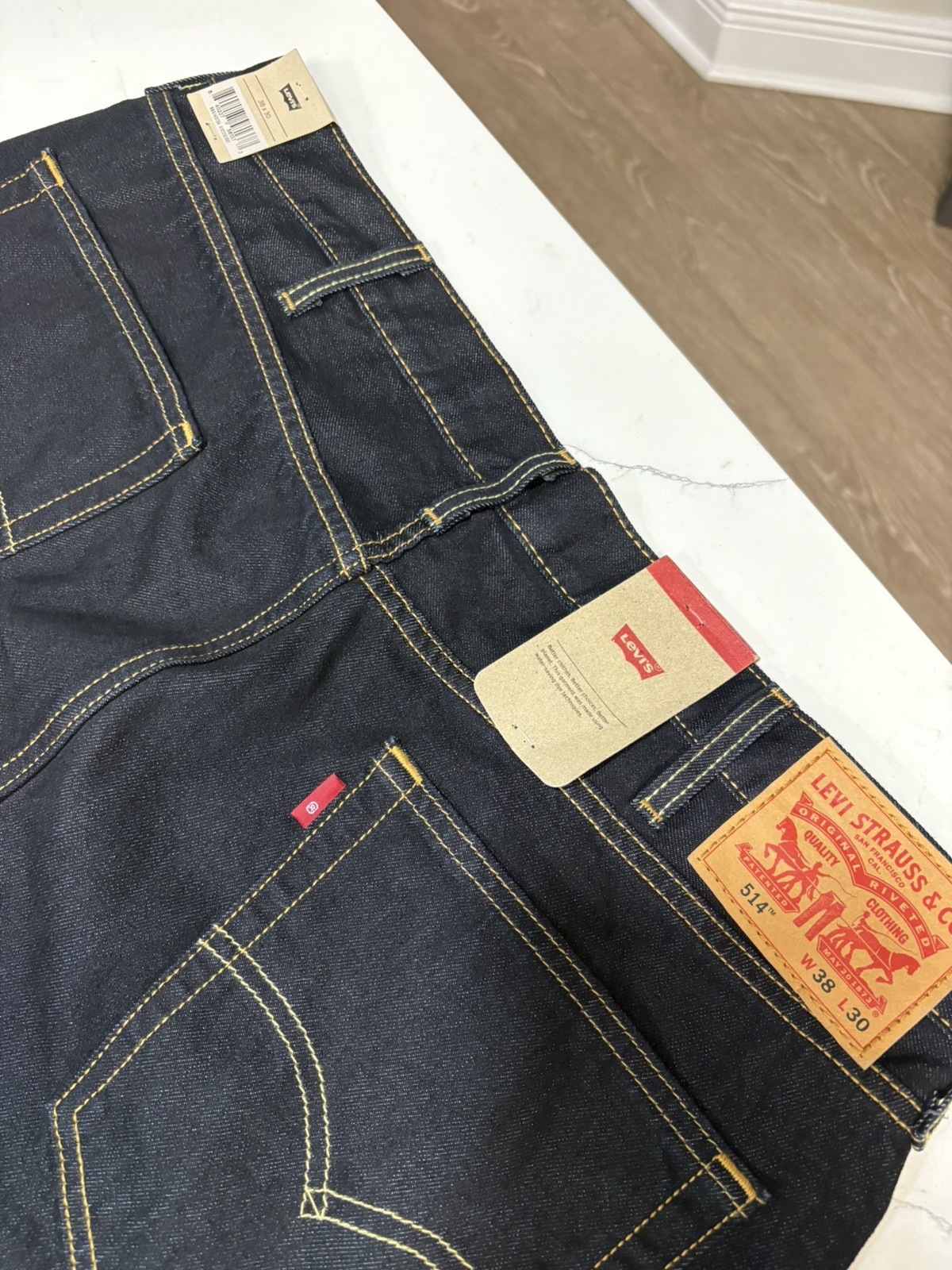 Levi’s 514 Regular Fit Zip Fly Straight Denim Jeans 38X30 Mens Dark Blue Stretch