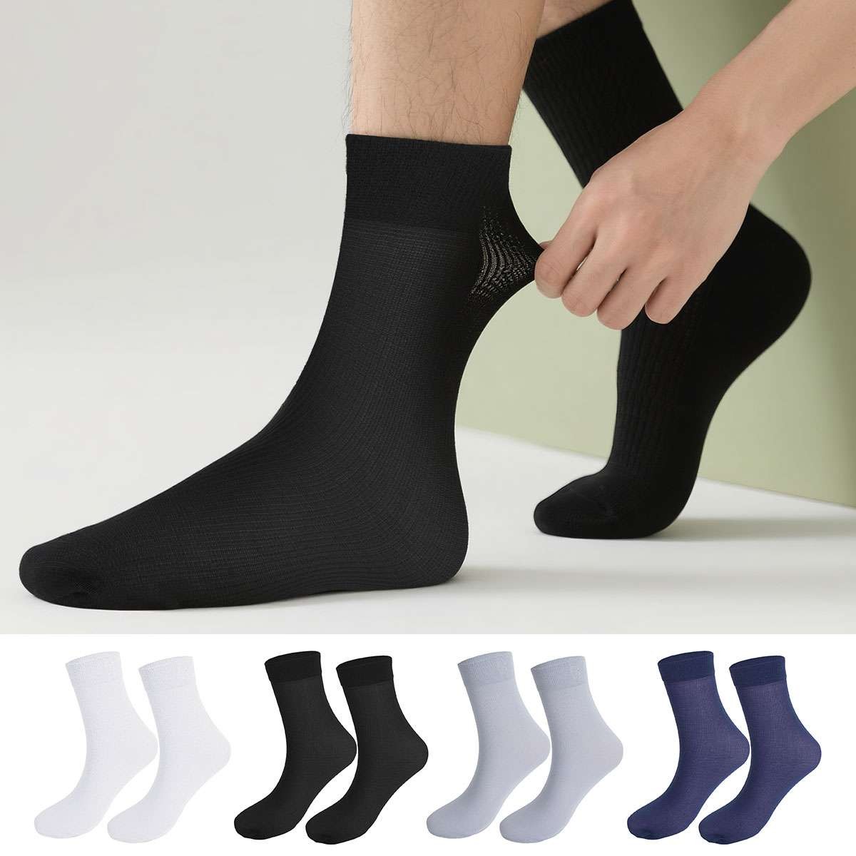 10 Pairs Set Men Summer Thin Sheer Silk Evening Transparent Dress Business Socks