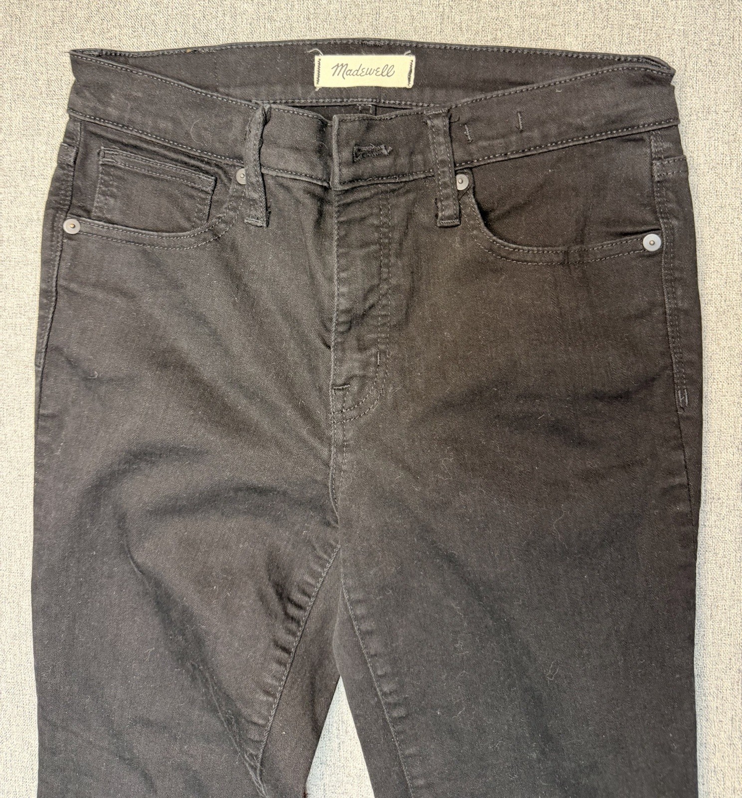 Madewell Womens Size 26 Roadtripper Jeans Black Five Pocket Mid Rise Skinny Leg