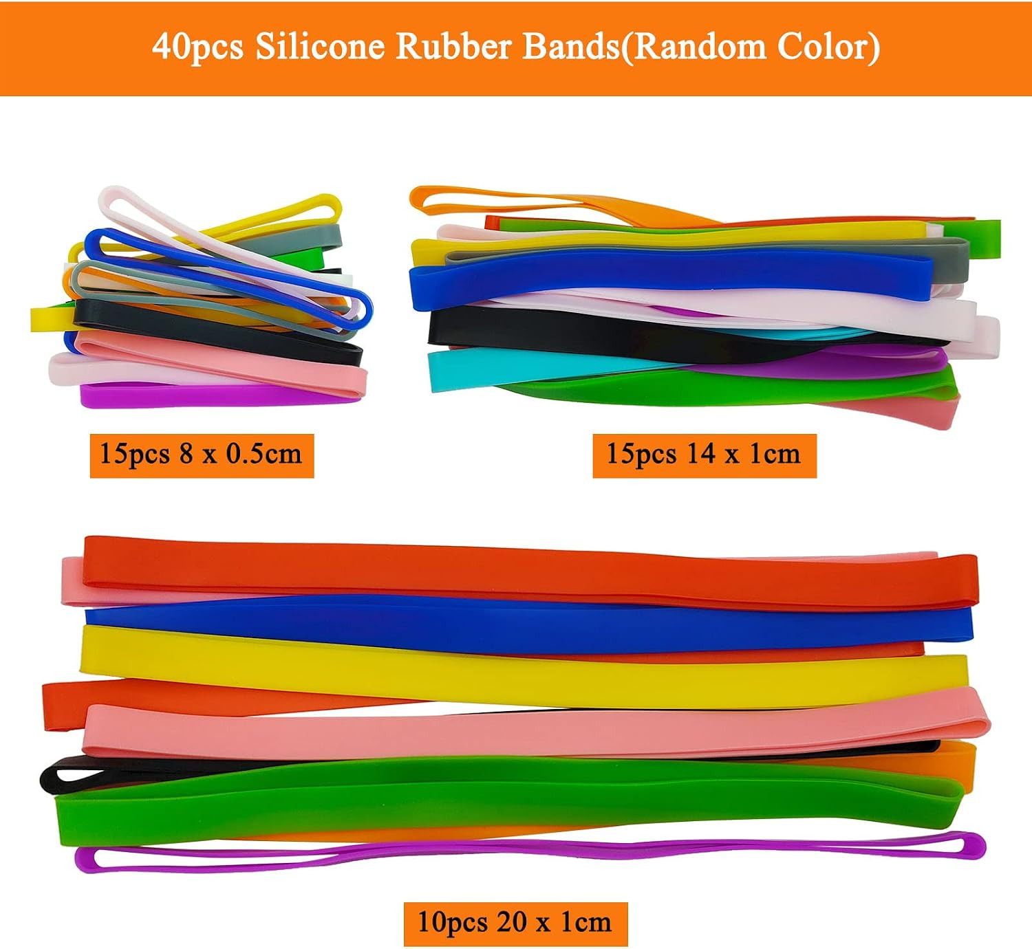 40pcs Silicone Rubber Bands Colorful Elastic Rubber Wrapping Bands Assorted C…
