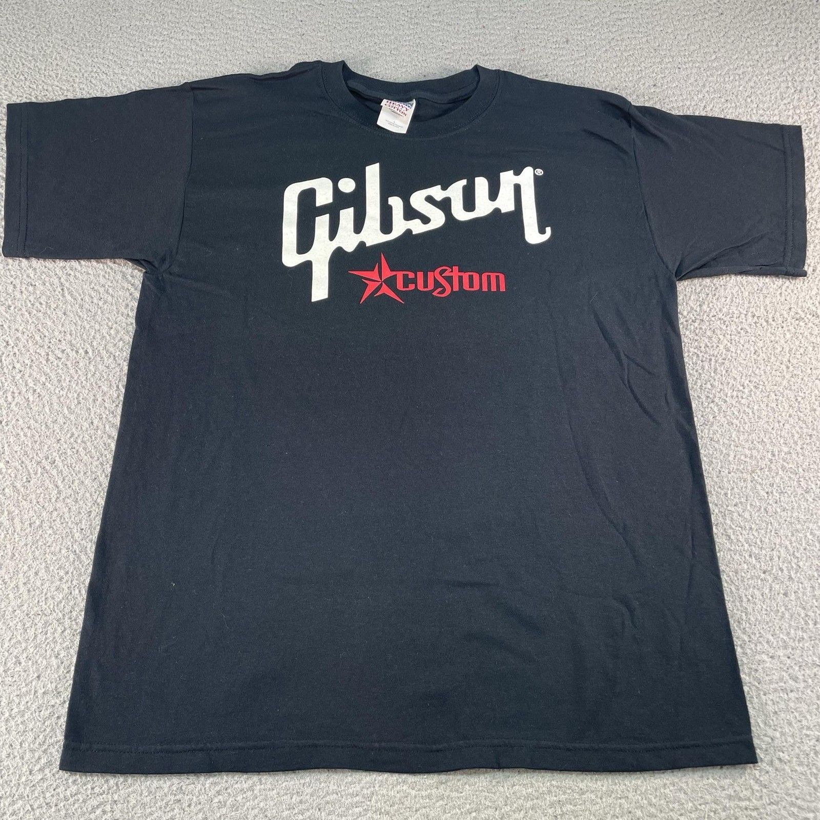 Vintage Gibson Guitar Shirt Mens Large Black Music Custom Star Logo Graphic Tee