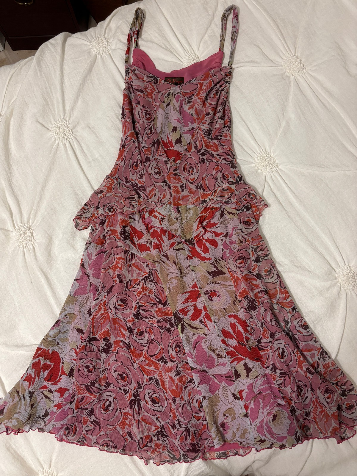 100% Silk Sleeveless /strappy sleeves slip-on midi dress
