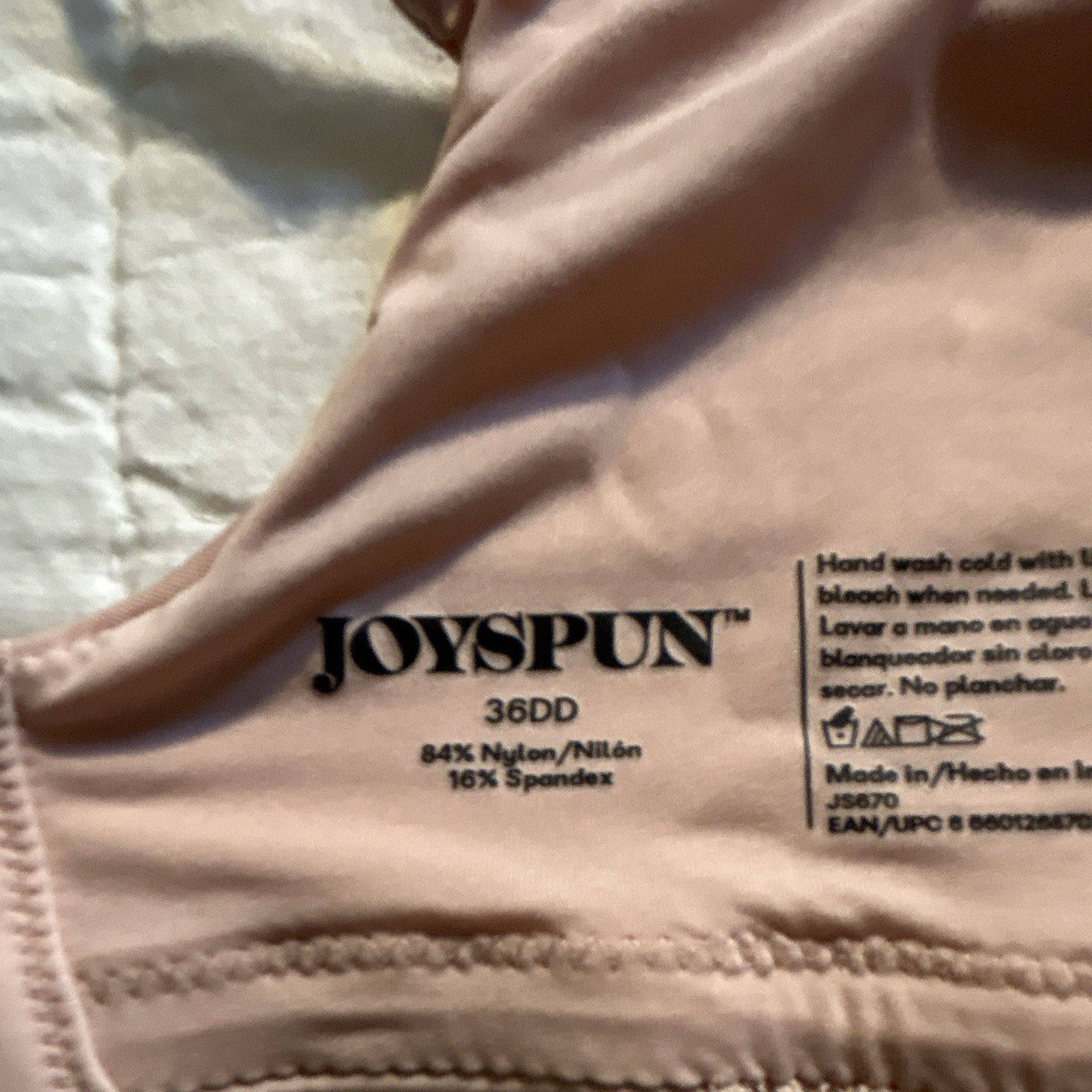 JOYSPUN 36DD Pink Lace Underwire Padded T-Shirt Bra Adjustable Straps