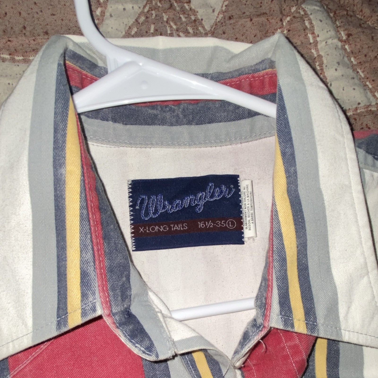 Wrangler X-Long Tails Men’s Striped Multicolor Button-Up Shirt 16 1/2-35