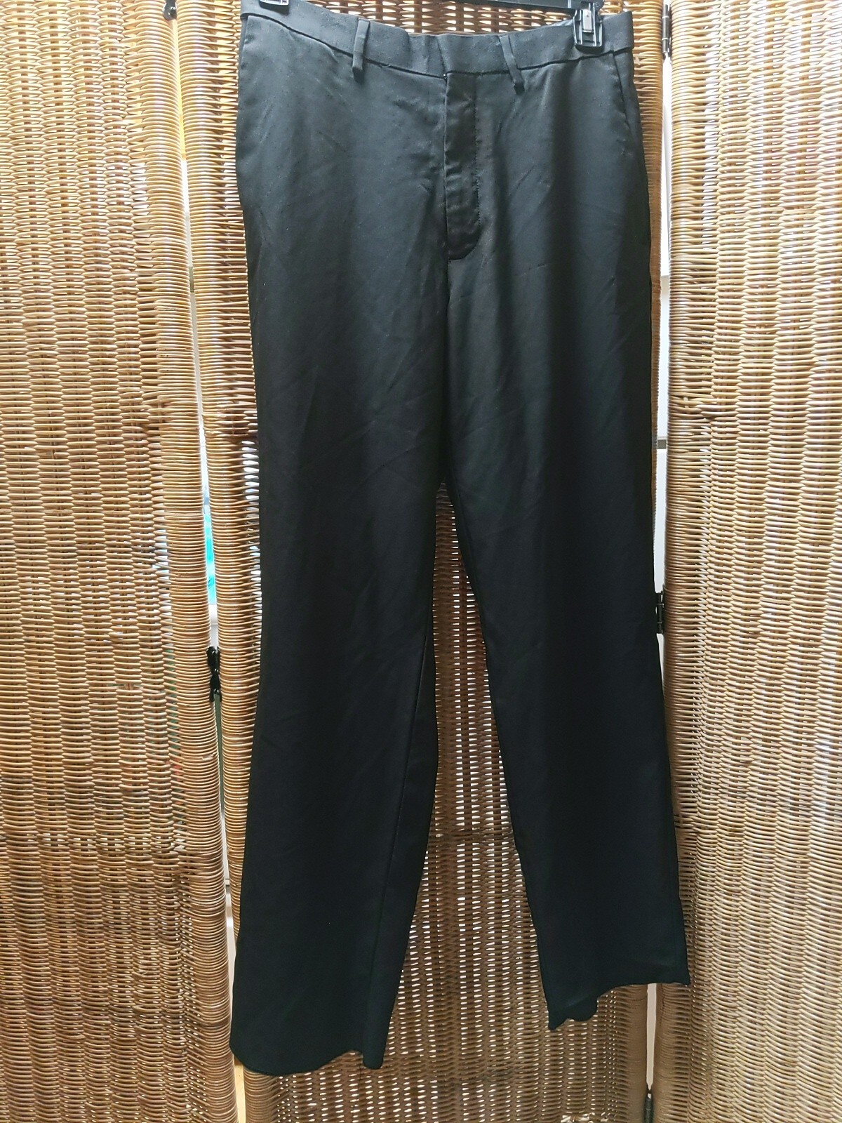 Haggar Dress Pants Mens 32×30 WPL386 Flat Front Slacks Trousers Black UNHEMMED