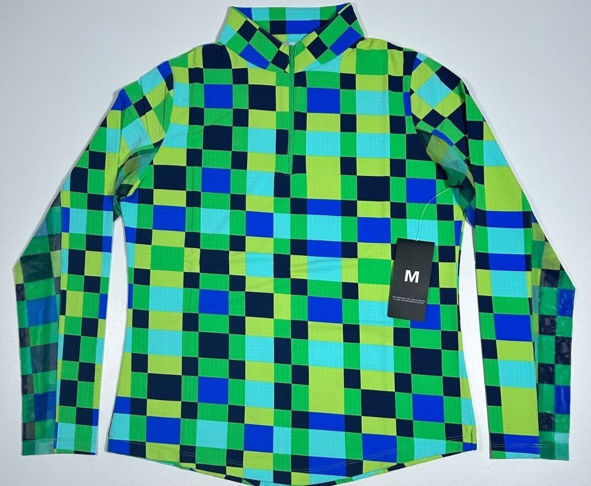 IBKUL Golf Tennis 1/4 Zip Pullover Shirt XS S M L Blue Green Long Sleeve Y1