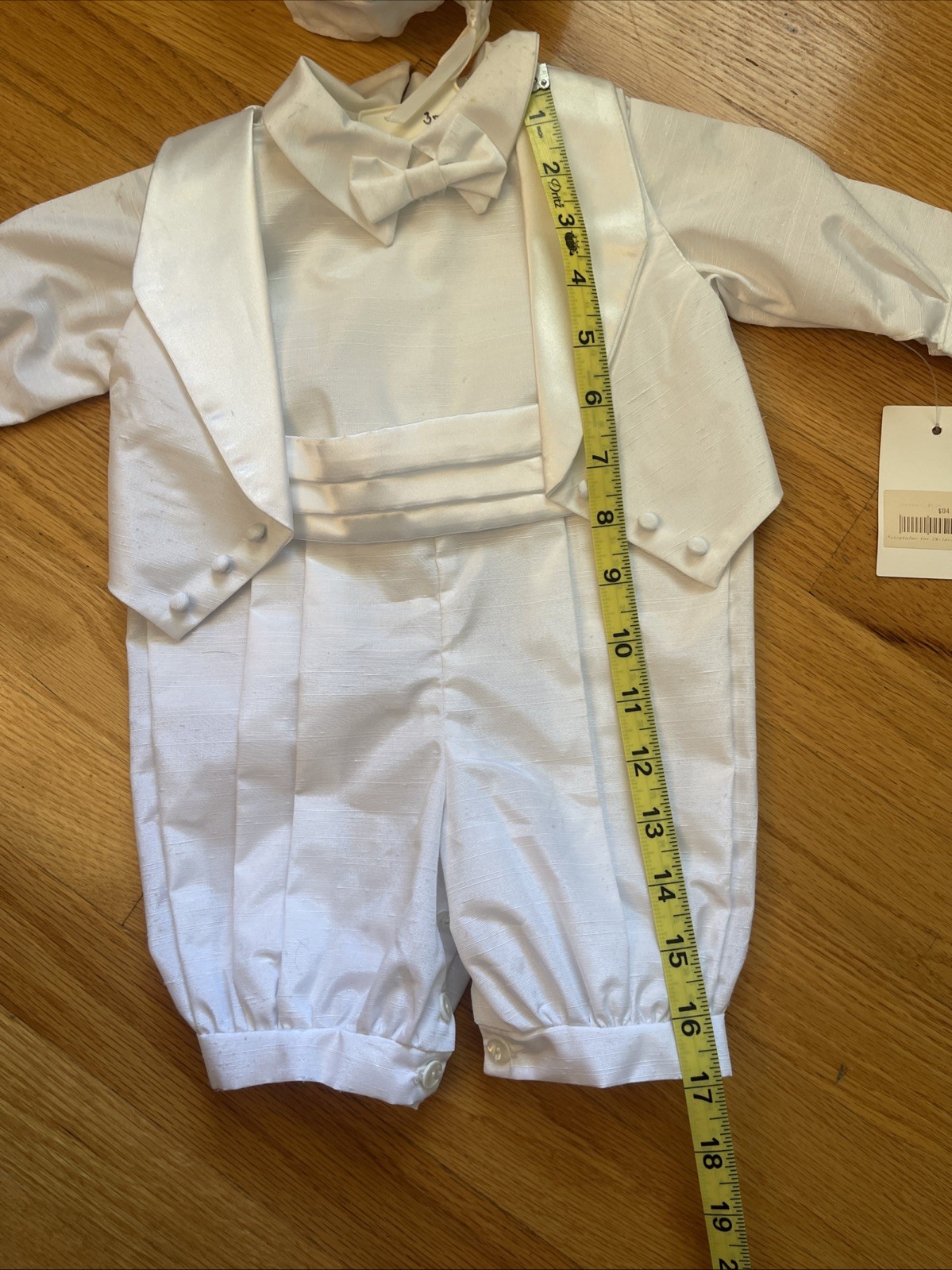 NEW Petit canard Boys Christening Baptism Suit 3 Months White Silk Looking