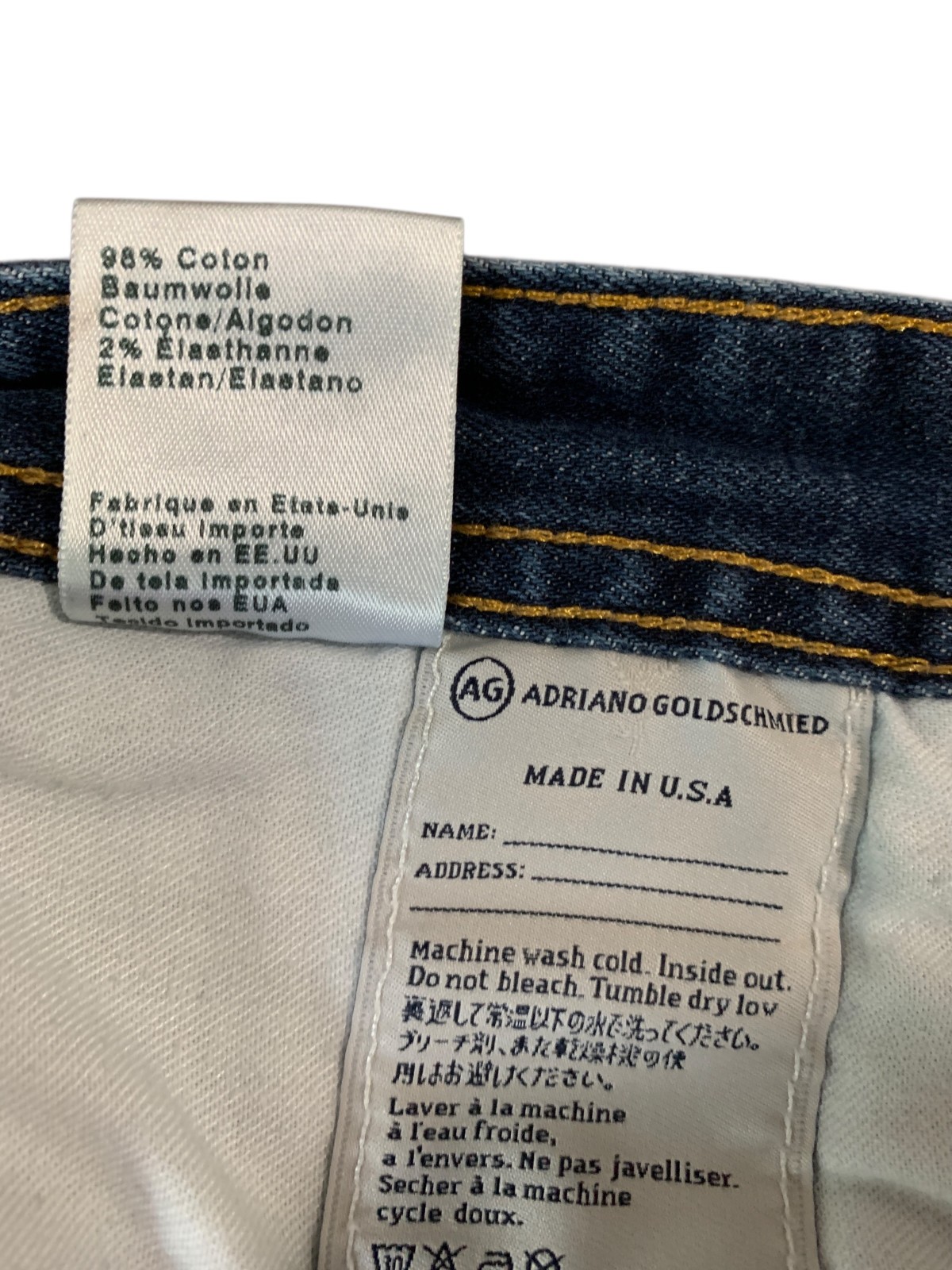 AG Adriano Goldschmied The Protégé Jeans Mens 36×32 Whiskering Med Wash Made USA