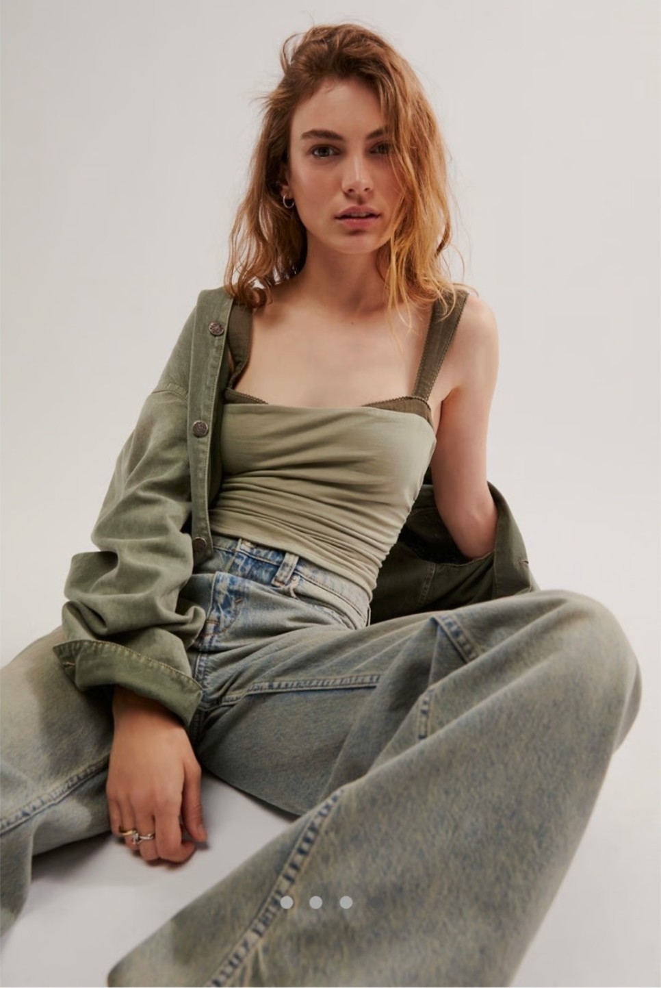 Free People Top Two Tone Tank Vest Top – Size Large – Brown Green – RRP £58.