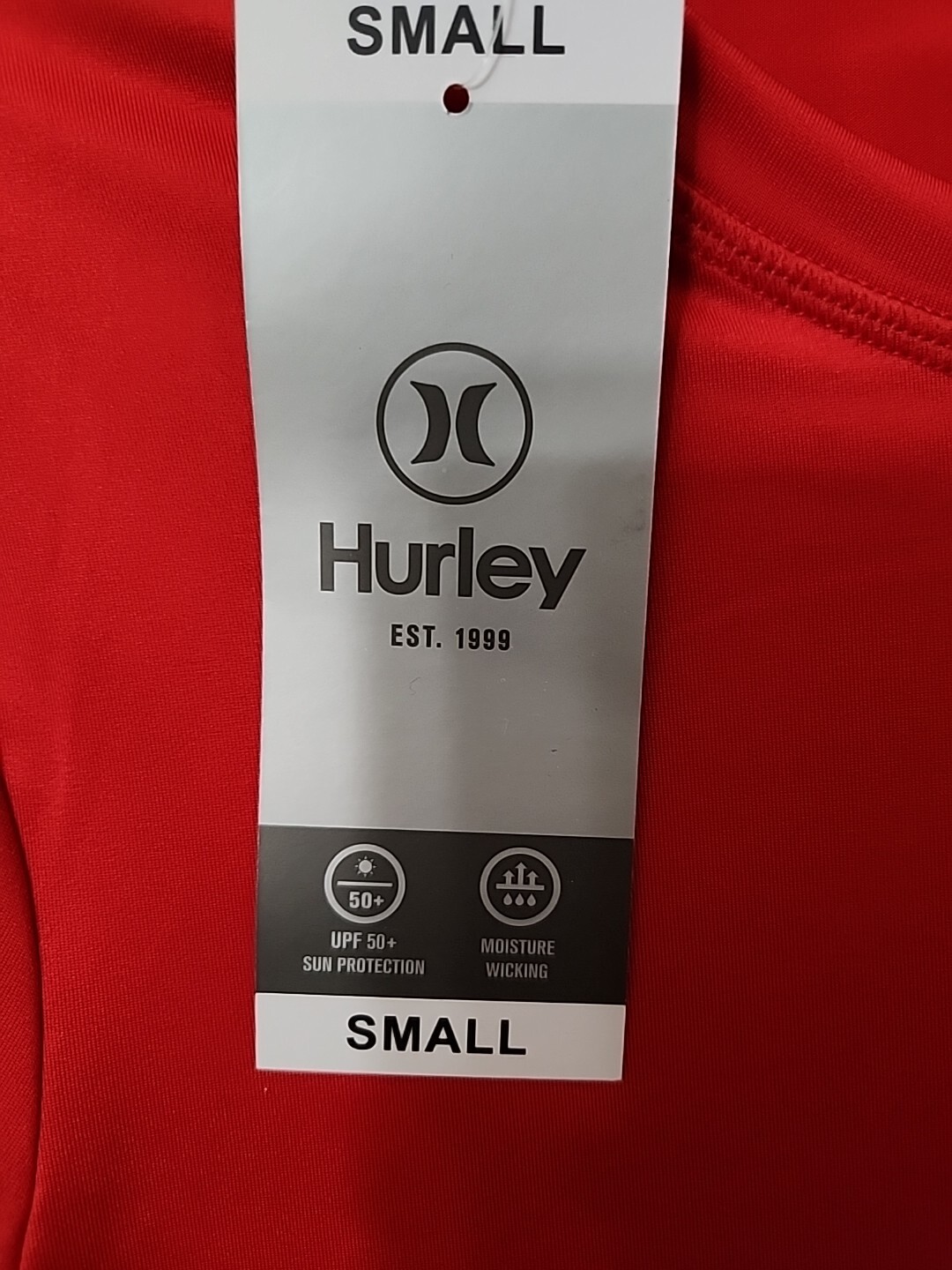 Hurley Long Sleeve Moisture Wicking Graphic Rash Guard Shirt Mens S Red NEW