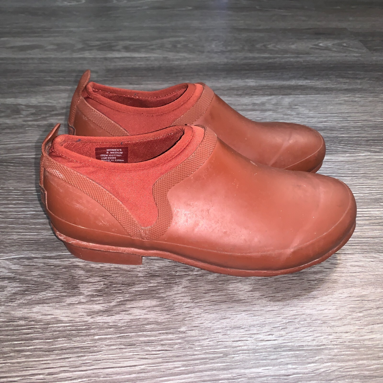 Womens L.L. Bean Red Nylon Rubber Wellies Shoes Boots Sz. 8