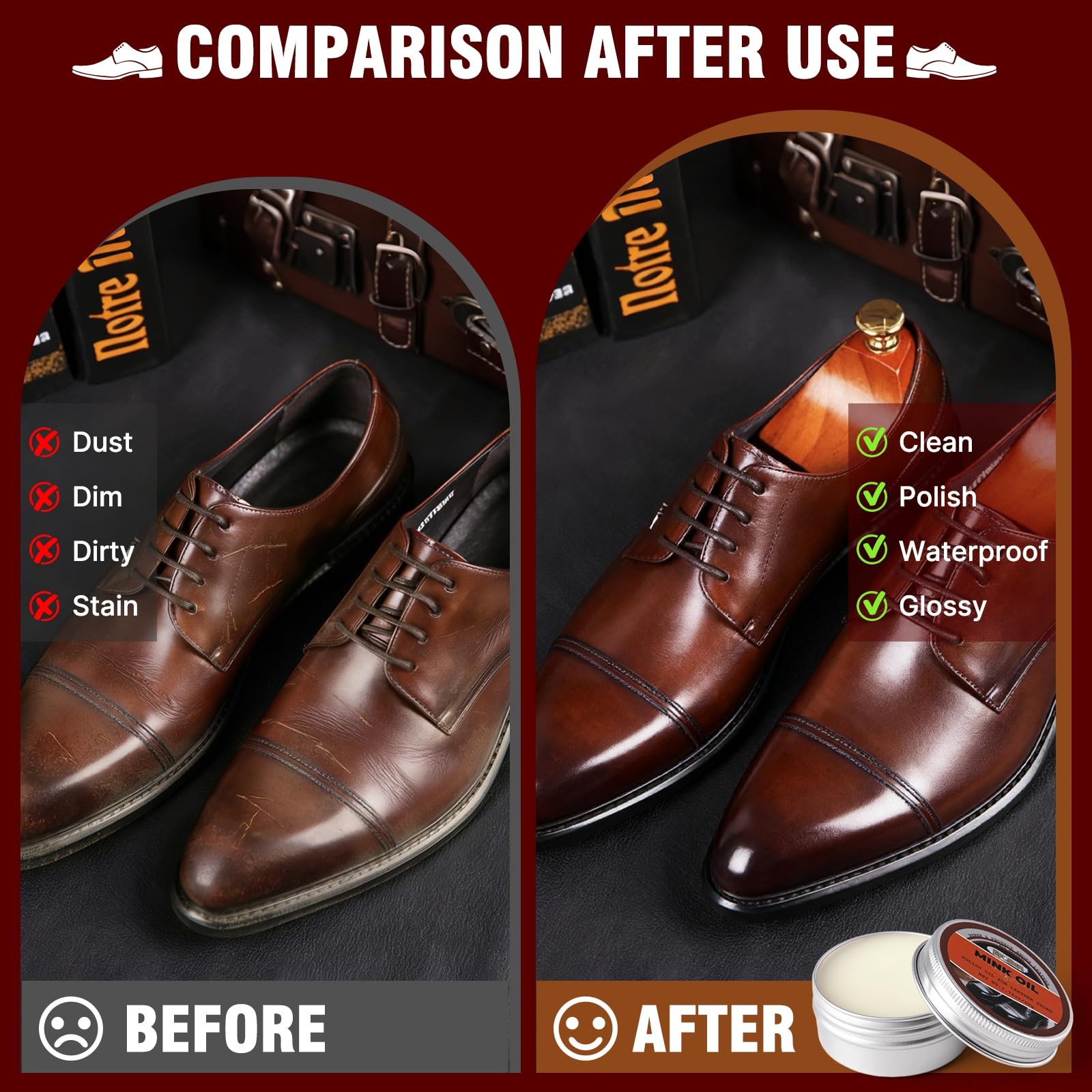 15-in-1 Shoe Shine Kit & Leather Polish Set with 4 Horsehair Brushes, Black 1