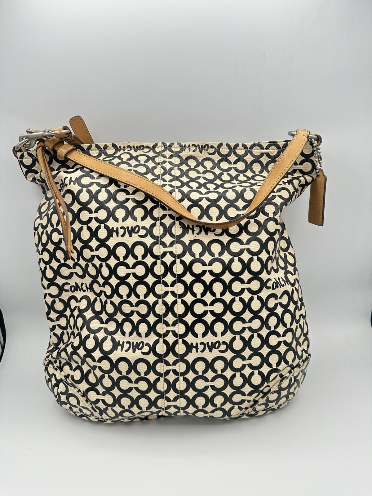 Coach Hobo Handbag Op Art ‘Leah’ Canvas Convertible