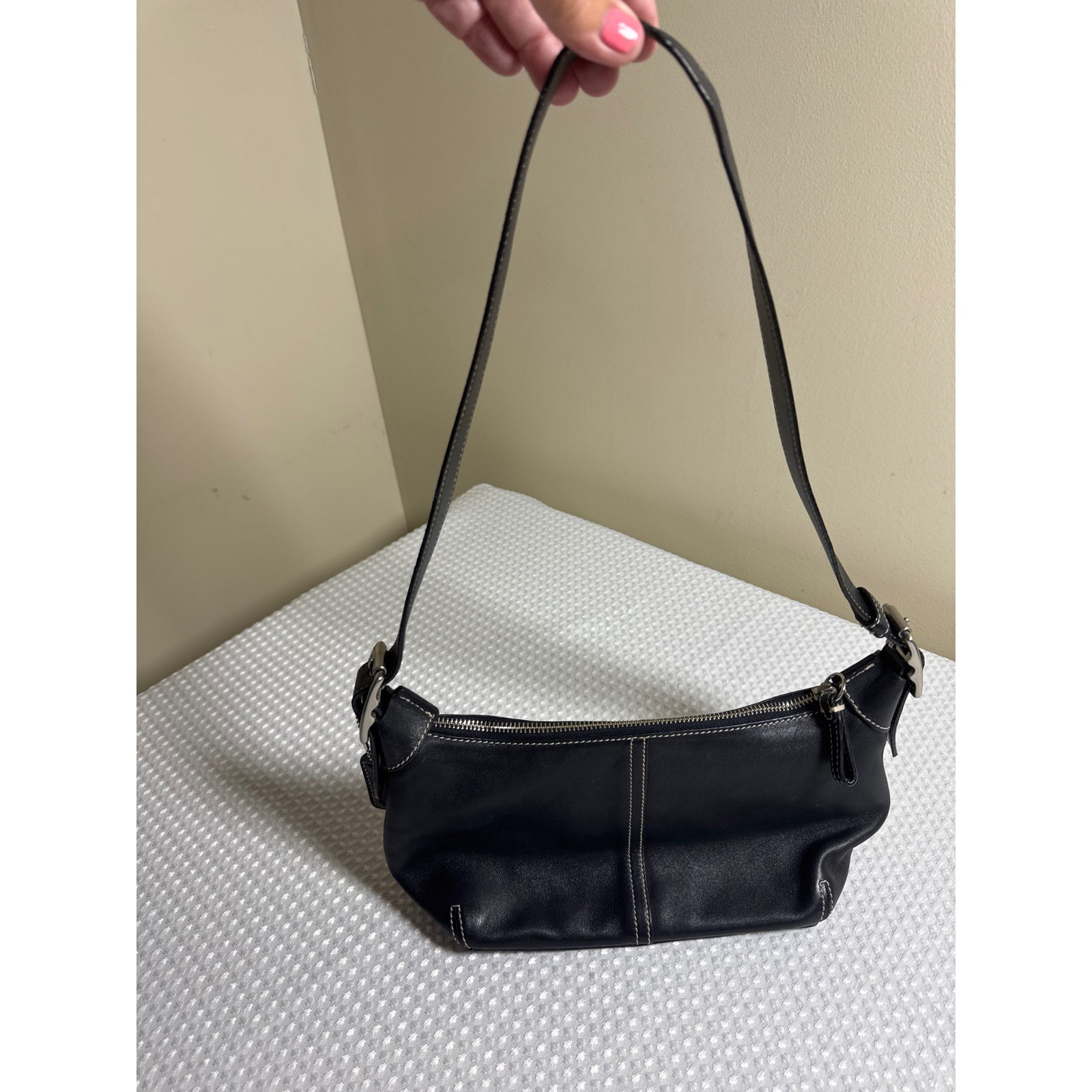 Coach Vintage Legacy Demi Hobo Shoulder Bag Womens Black Leather Baguette 9564