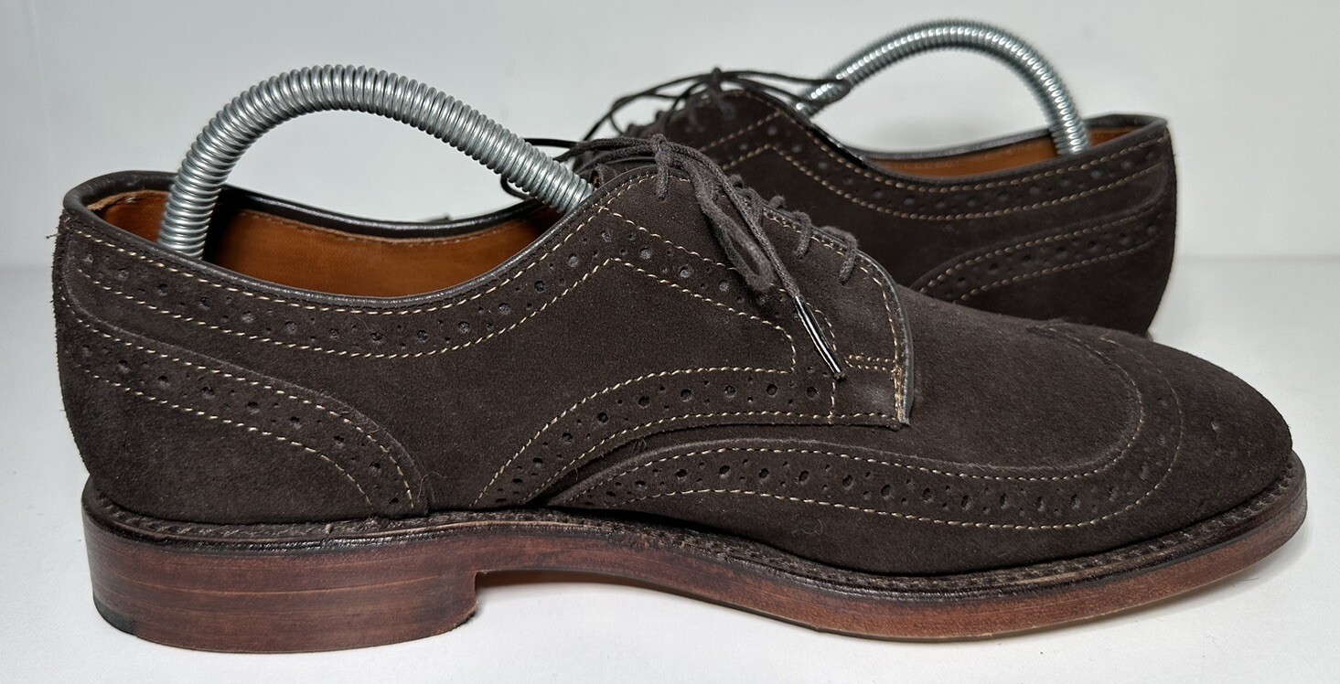 Allen Edmonds Player’s Shoe Wingtip Dress Dark Brown Suede Shoes Mens Size 7D