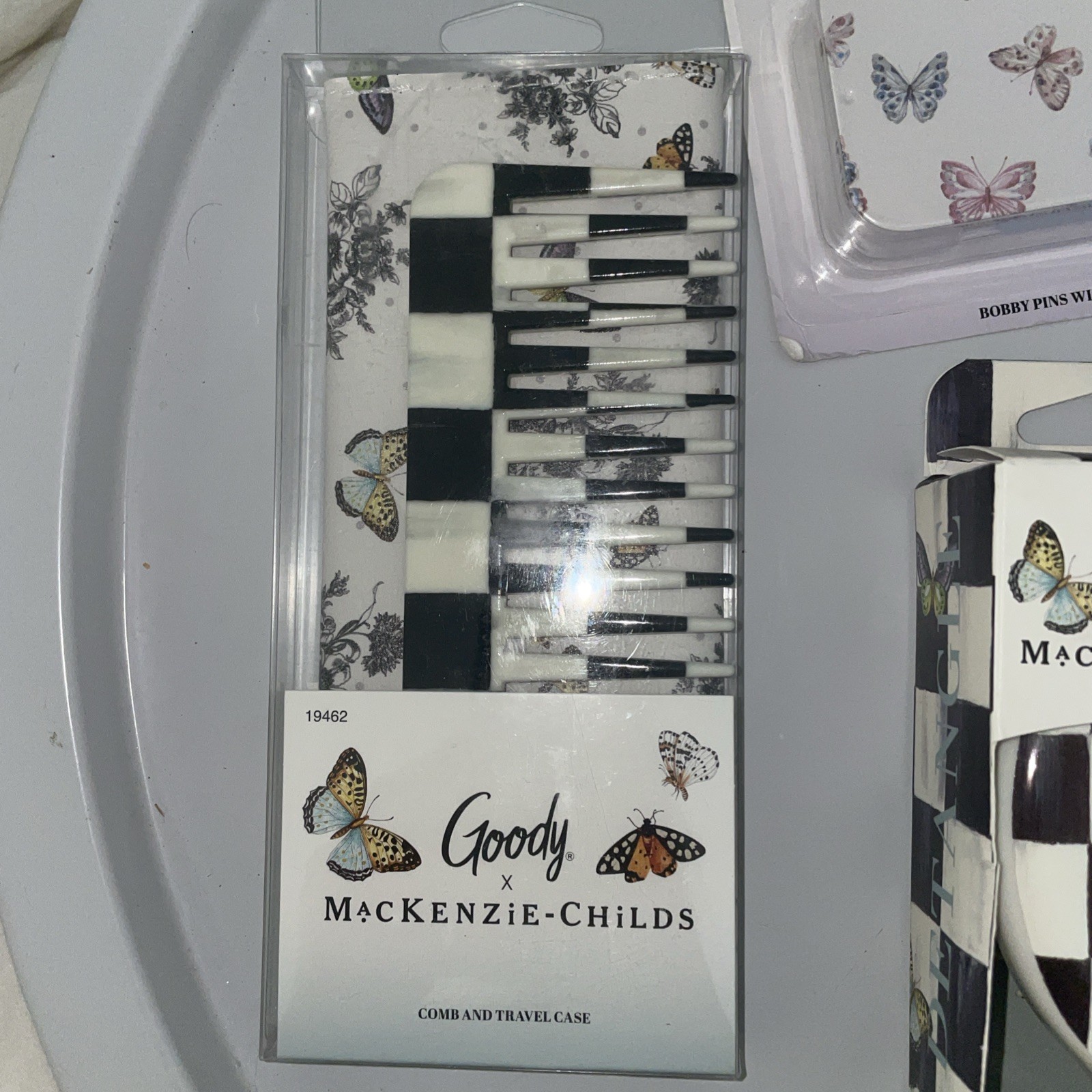 mackenzie childs x goody Bundle 3 Mini Brushes/1 Comb & Case/1Pins & Tin ALL NEW